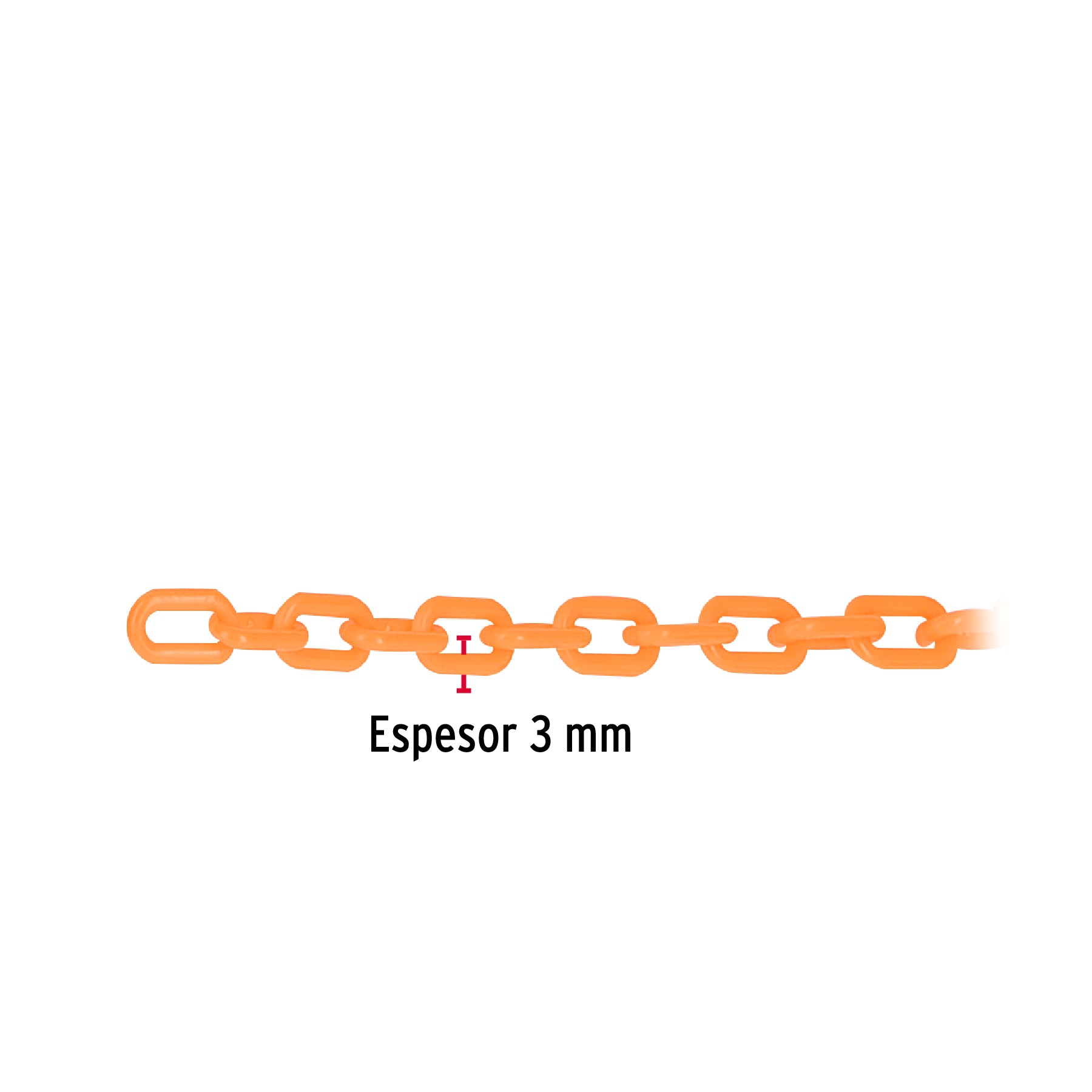 Cadena de plástico de 3mm, naranja
