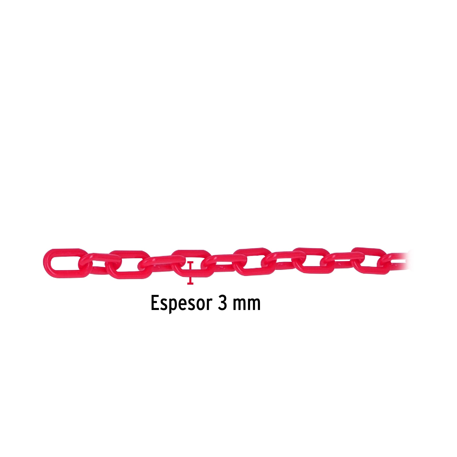Cadena de plástico de 3mm, roja