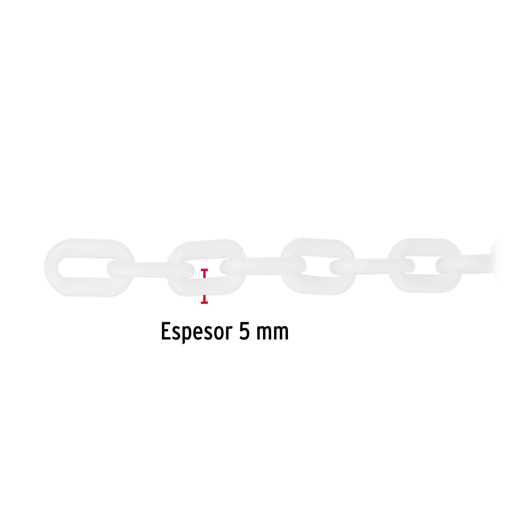 Cadena de plástico de 5mm, blanca