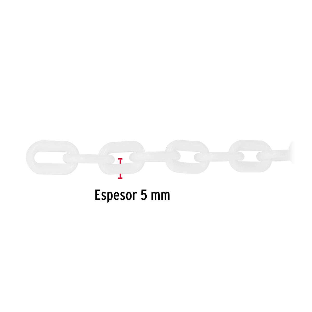 Cadena de plástico de 5mm, blanca