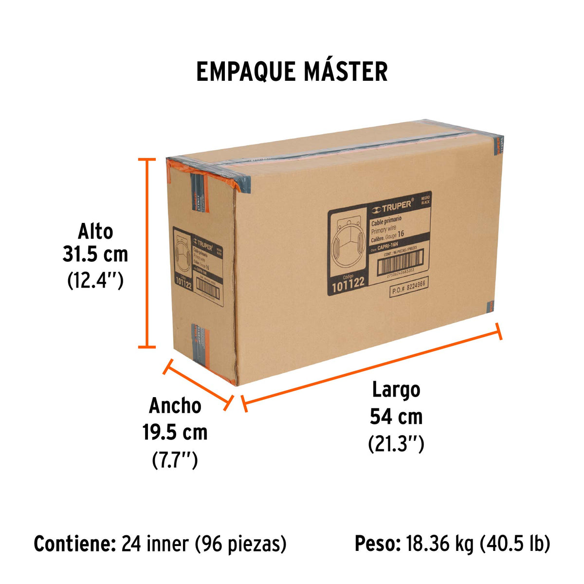Cable primario, calibre 16, rollo 9 m, negro