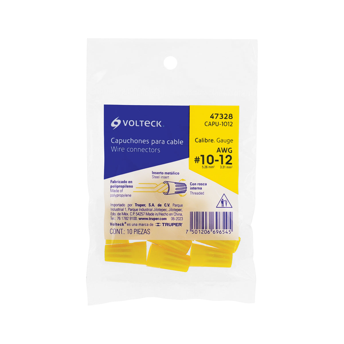 Capuchones para cable, calibres 10 a 12 awg, 10 pzas