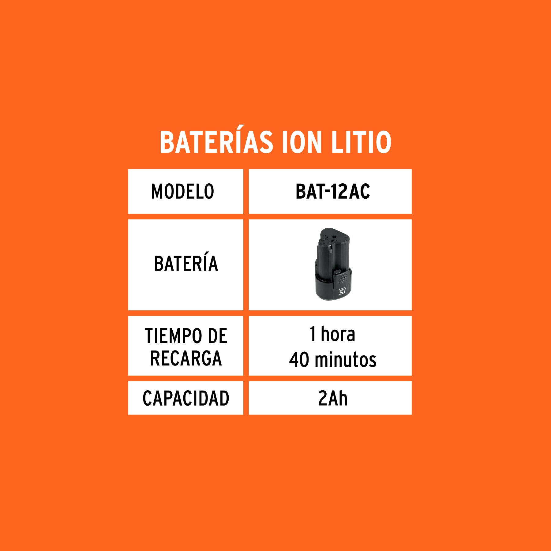 Cargador de baterías, ión litio, 12 V para taladro TALI-12A