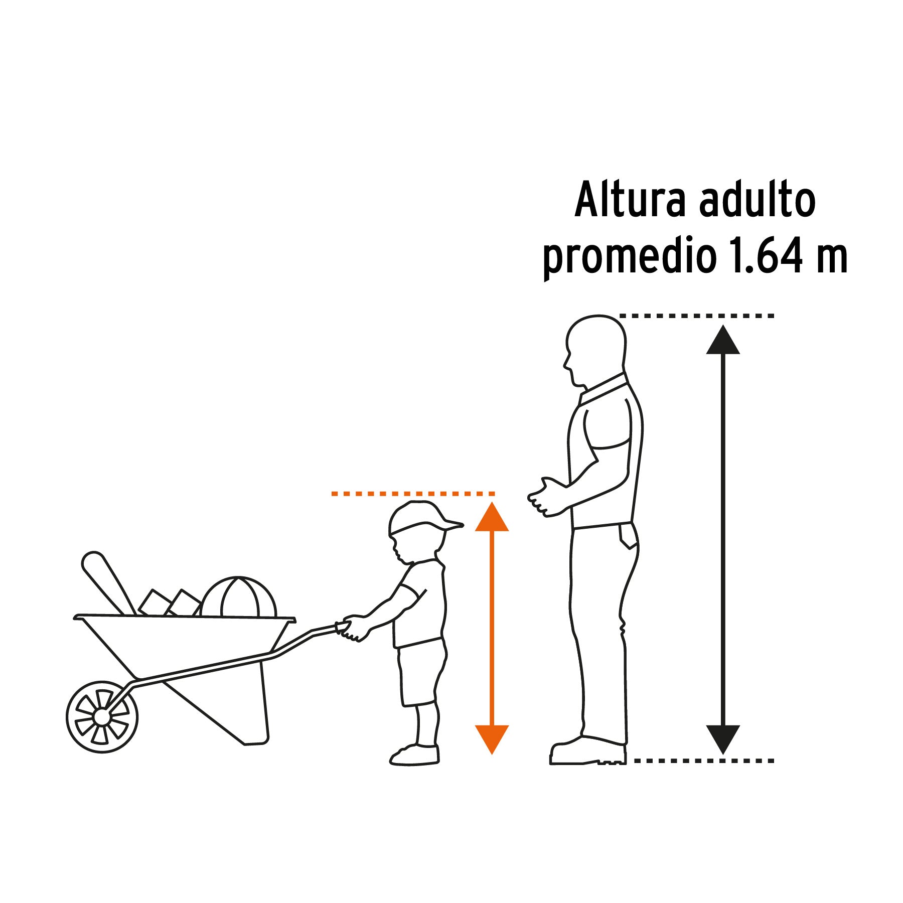 Carretilla tubular para niños, 88x41 cm
