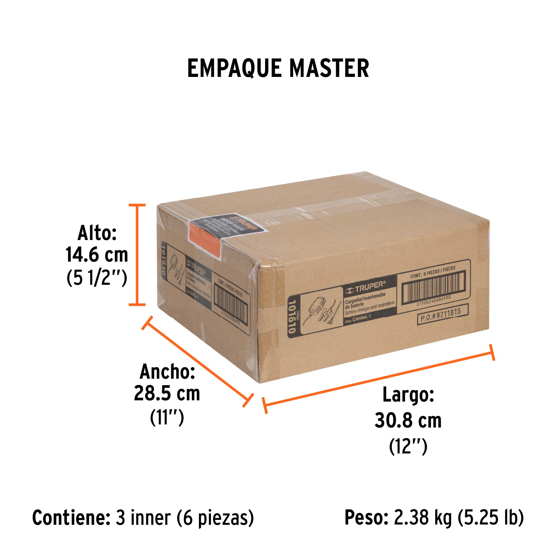 Cargador de 1 A para baterías de 6 y 12V
