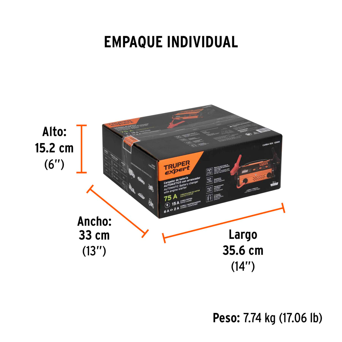 Cargador de baterías, 50 A, 12 volts, Truper Expert