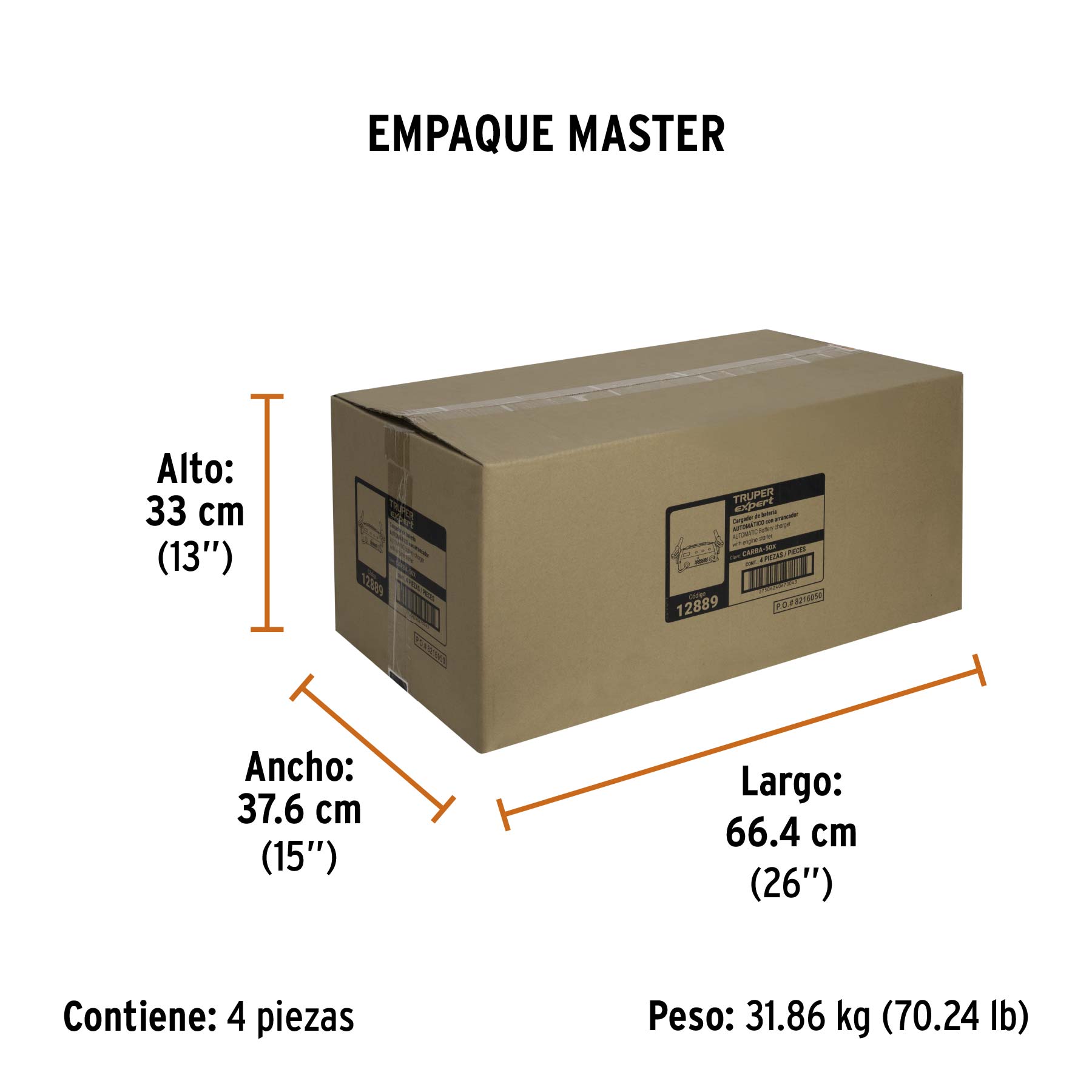 Cargador de baterías, 50 A, 12 volts, Truper Expert