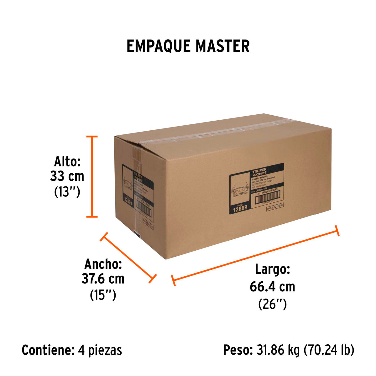 Cargador de baterías, 50 A, 12 volts, Truper Expert