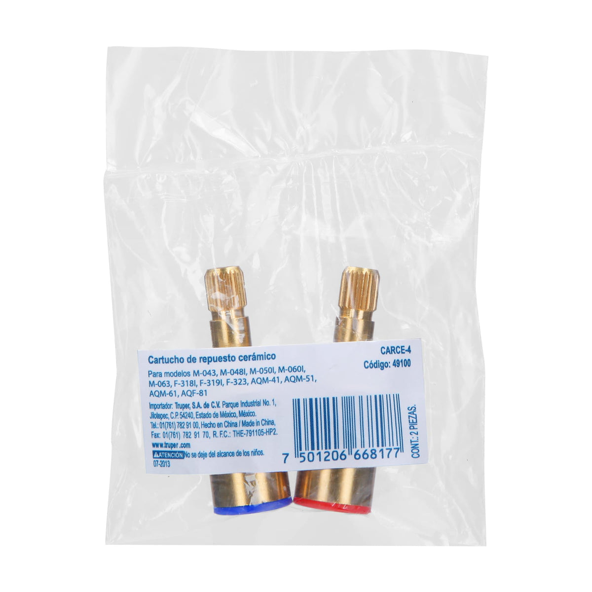 Cartuchos cerámico para mezcladoras Aqua y Basic, 2 piezas