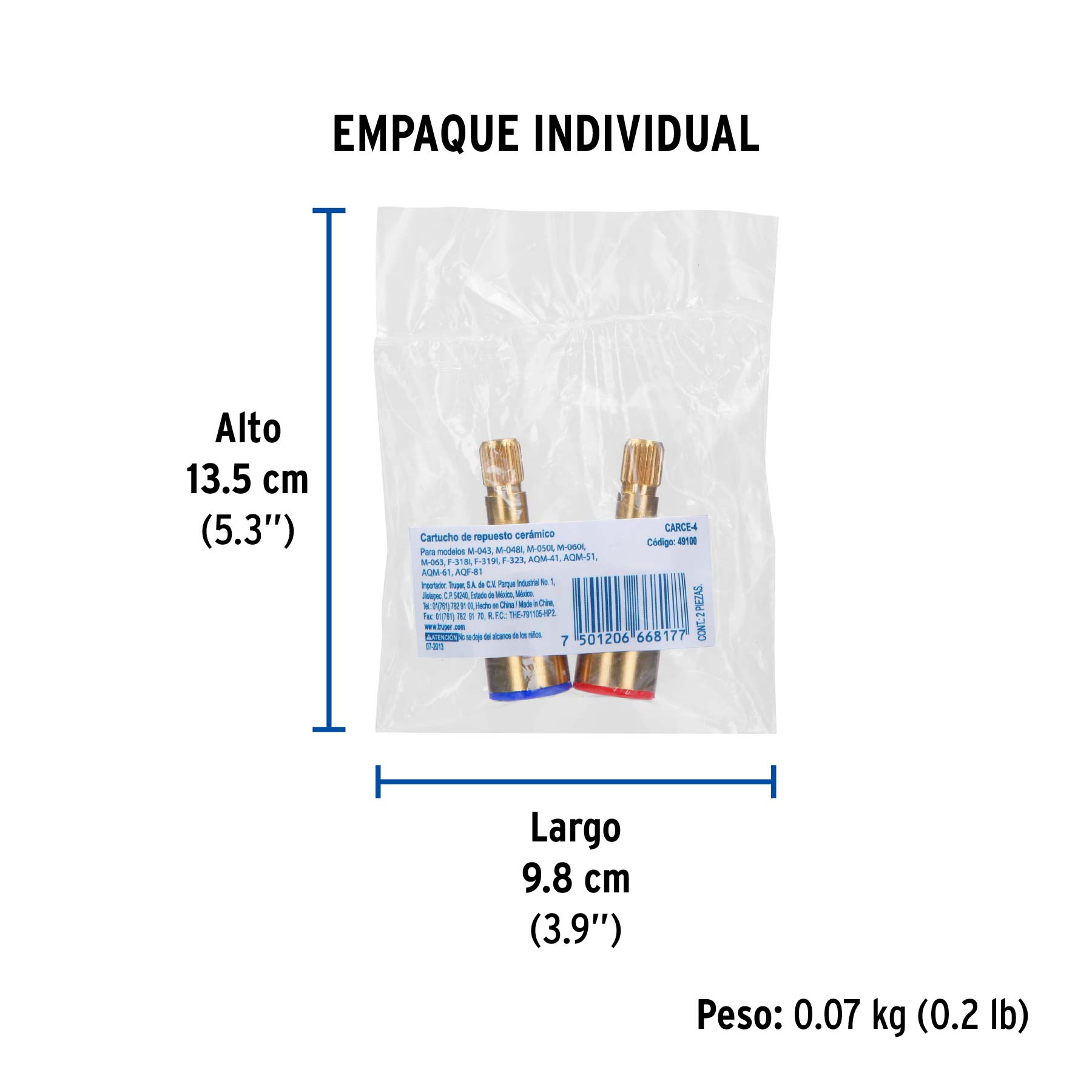 Cartuchos cerámico para mezcladoras Aqua y Basic, 2 piezas