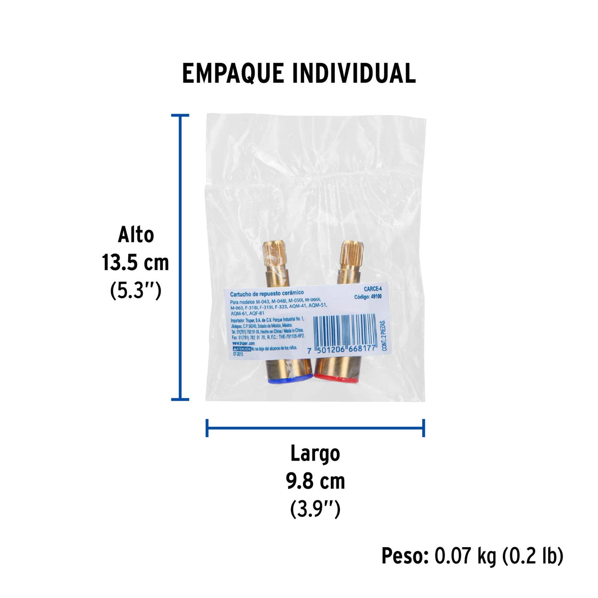 Cartuchos cerámico para mezcladoras Aqua y Basic, 2 piezas