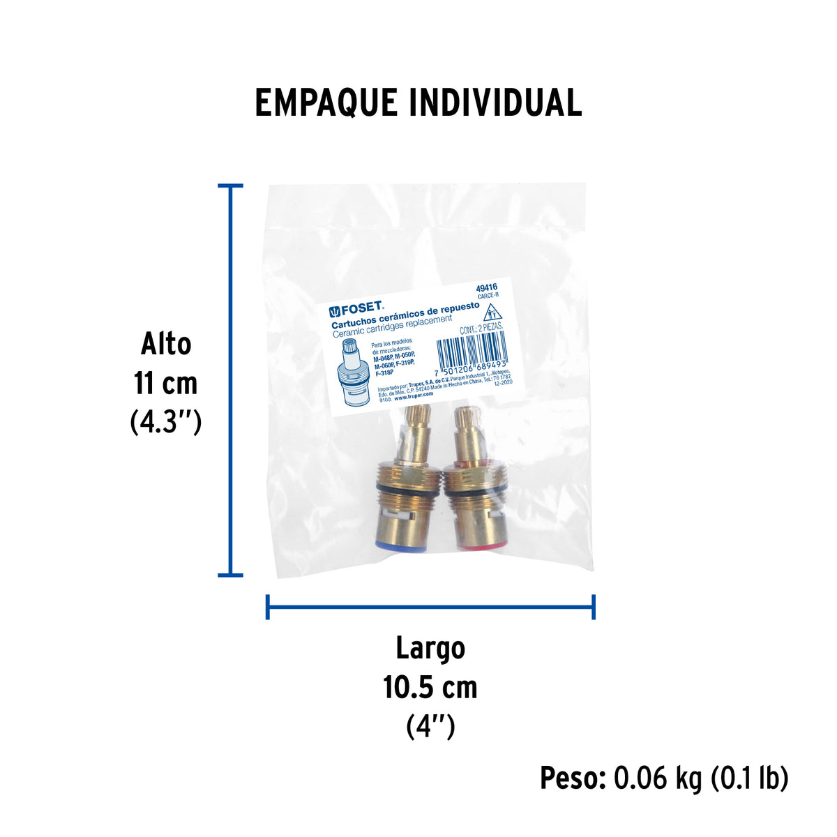 Cartuchos de repuesto para mezcladoras palanca, Basic, 2pzas
