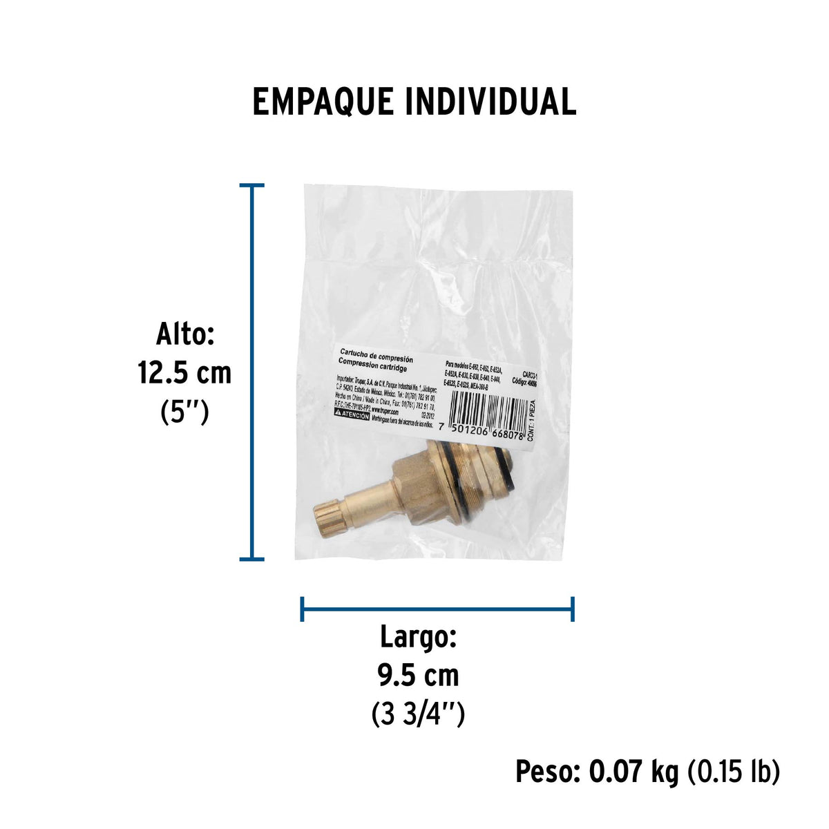 Cartucho de compresión para llaves de empotrar, Basic y Aqua