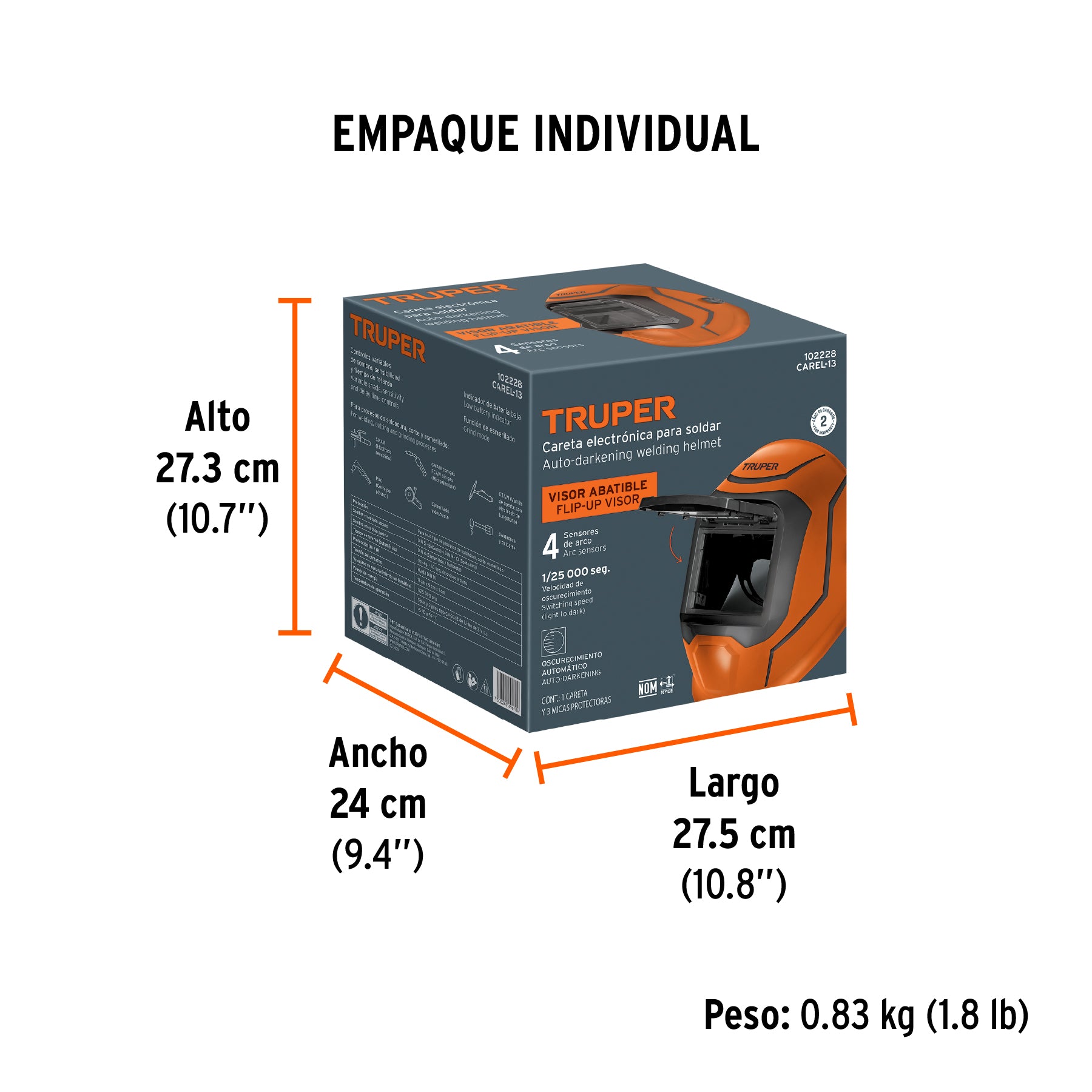 Careta electrónica para soldar, sombra 9-13, Truper