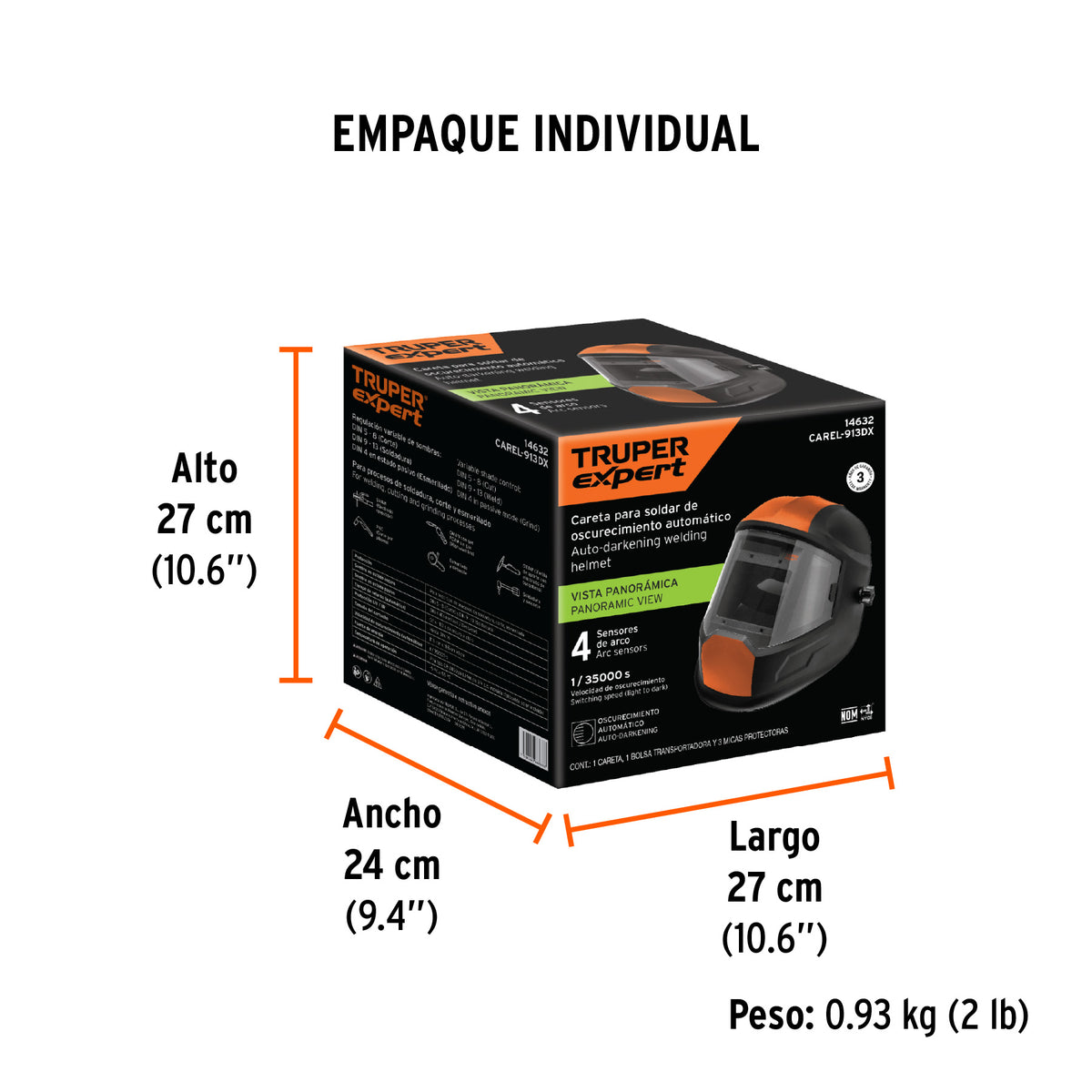 Careta digital para soldar, sombra 9 a 13, Truper Expert