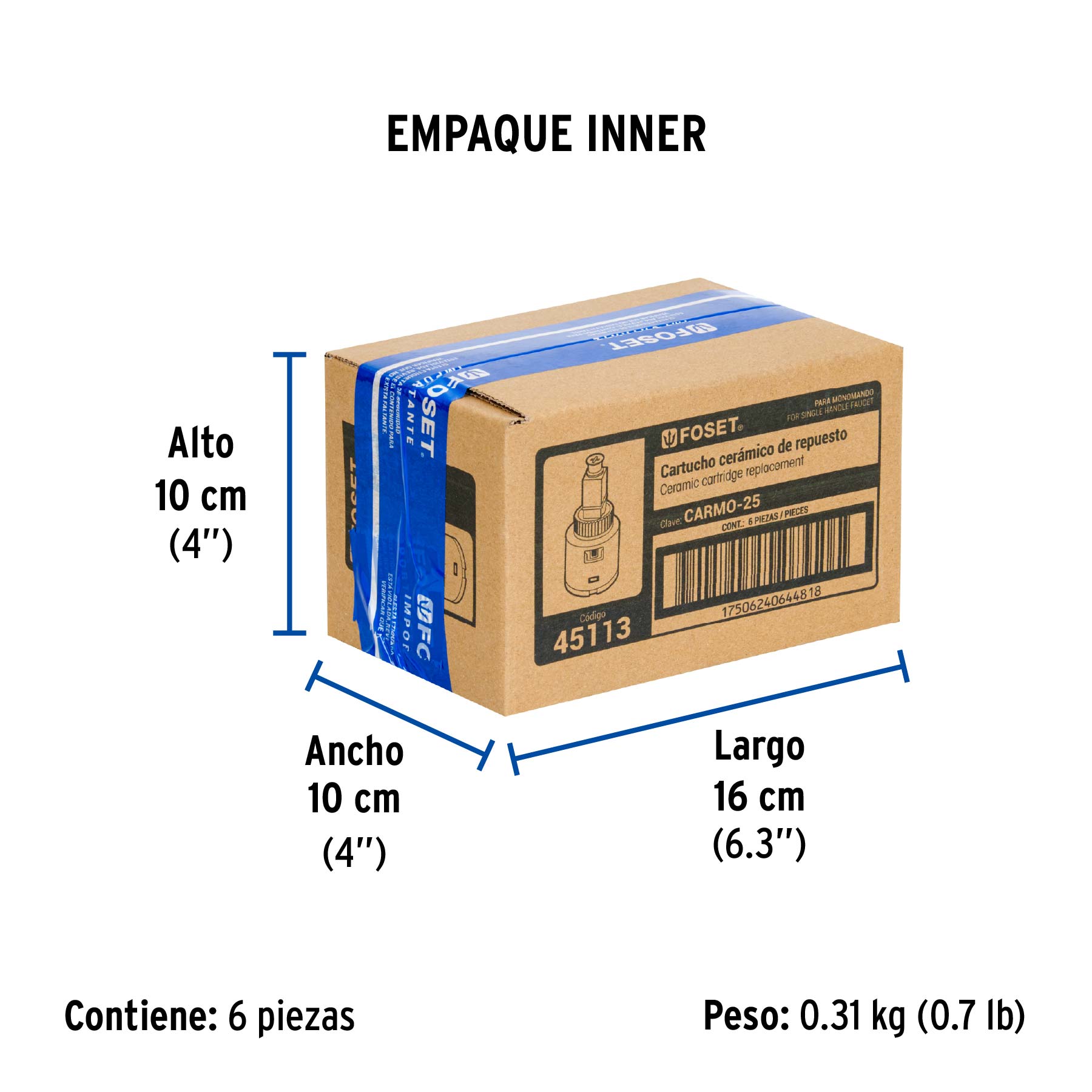 Cartucho cerámico monomando para lavabo AEM-45, Aero