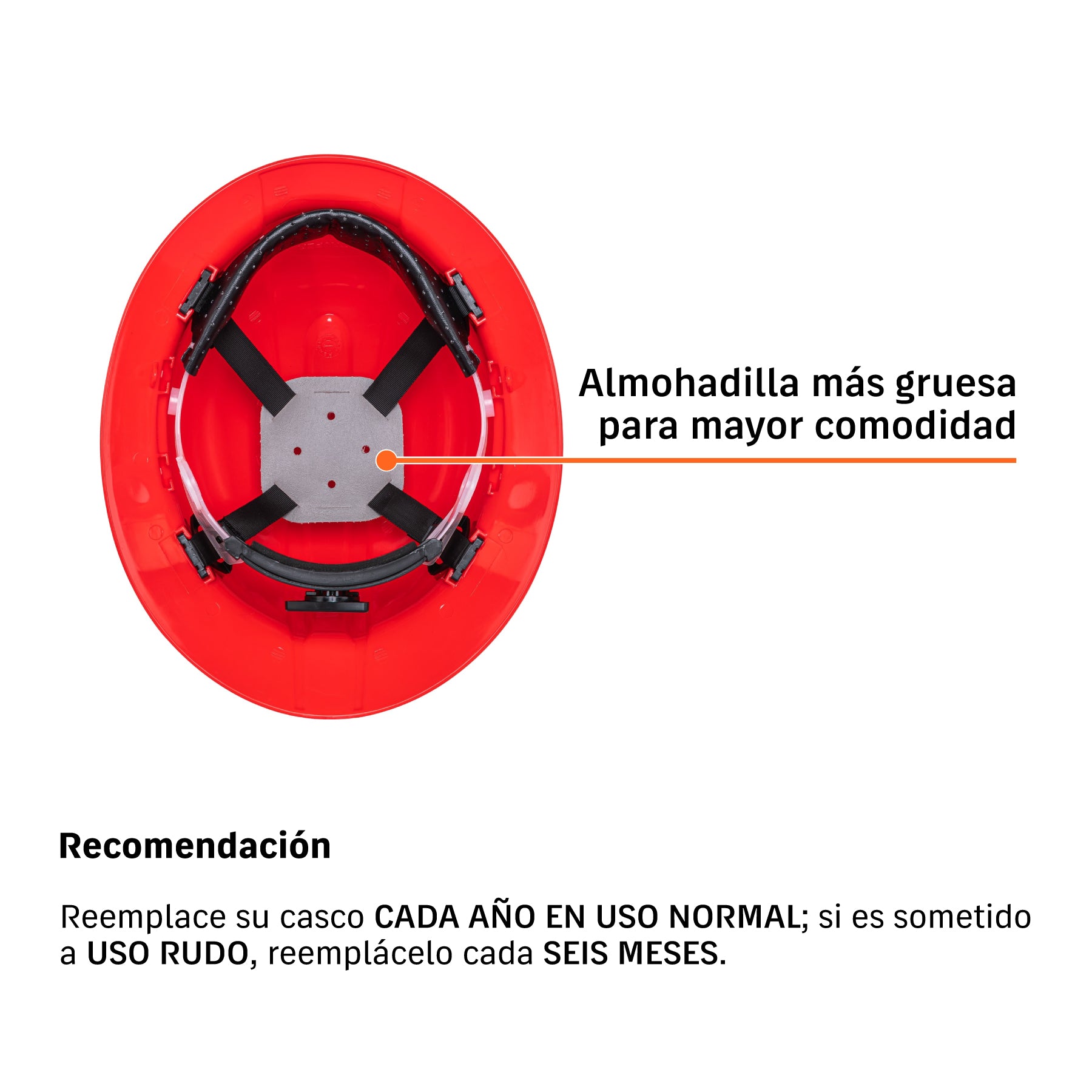 Casco de seguridad, rojo, ala ancha