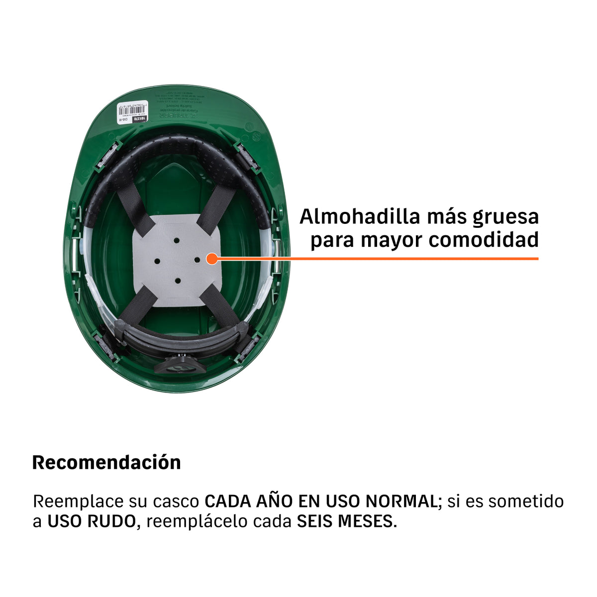 Casco de seguridad, verde, ala ancha