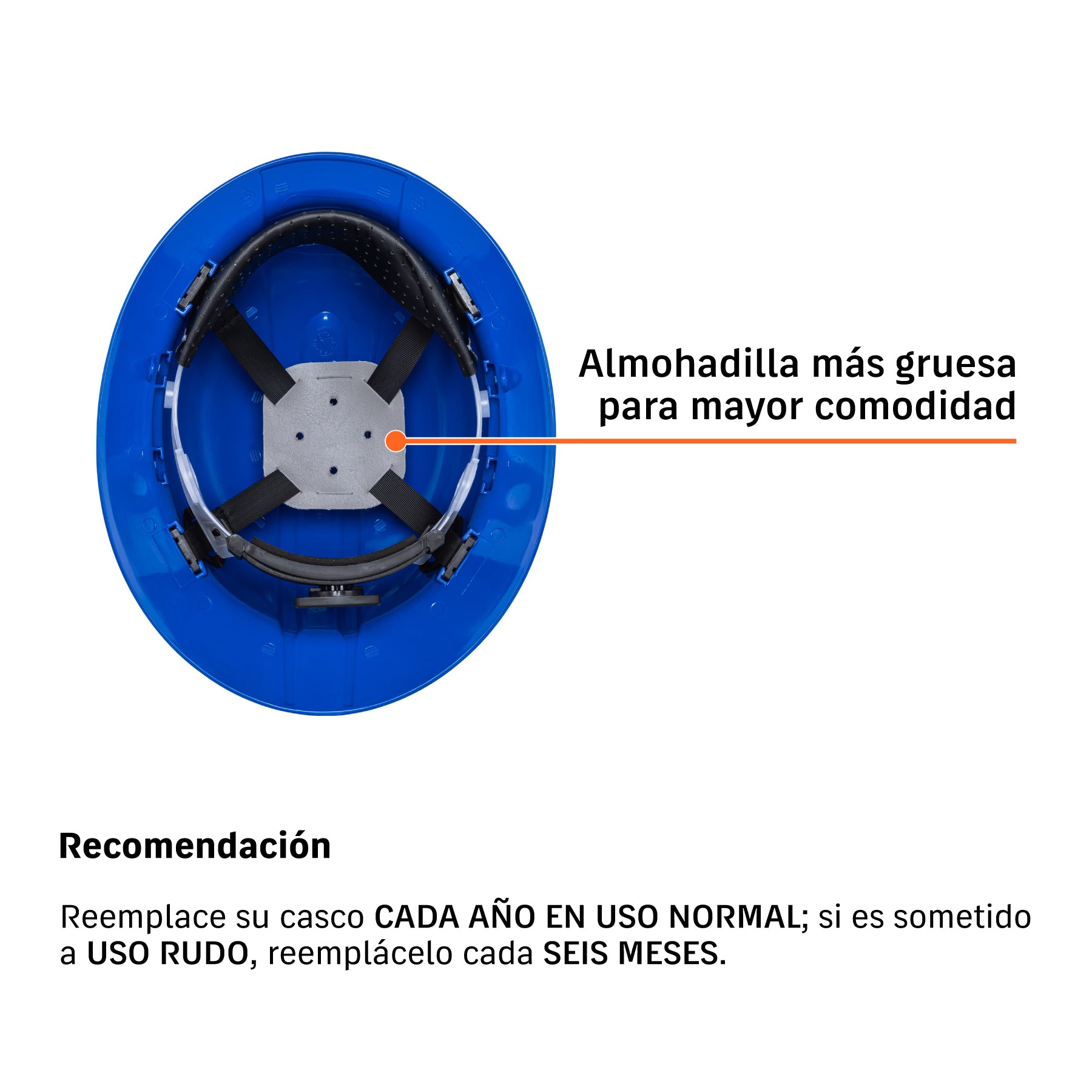 Casco de seguridad, azul, ala ancha
