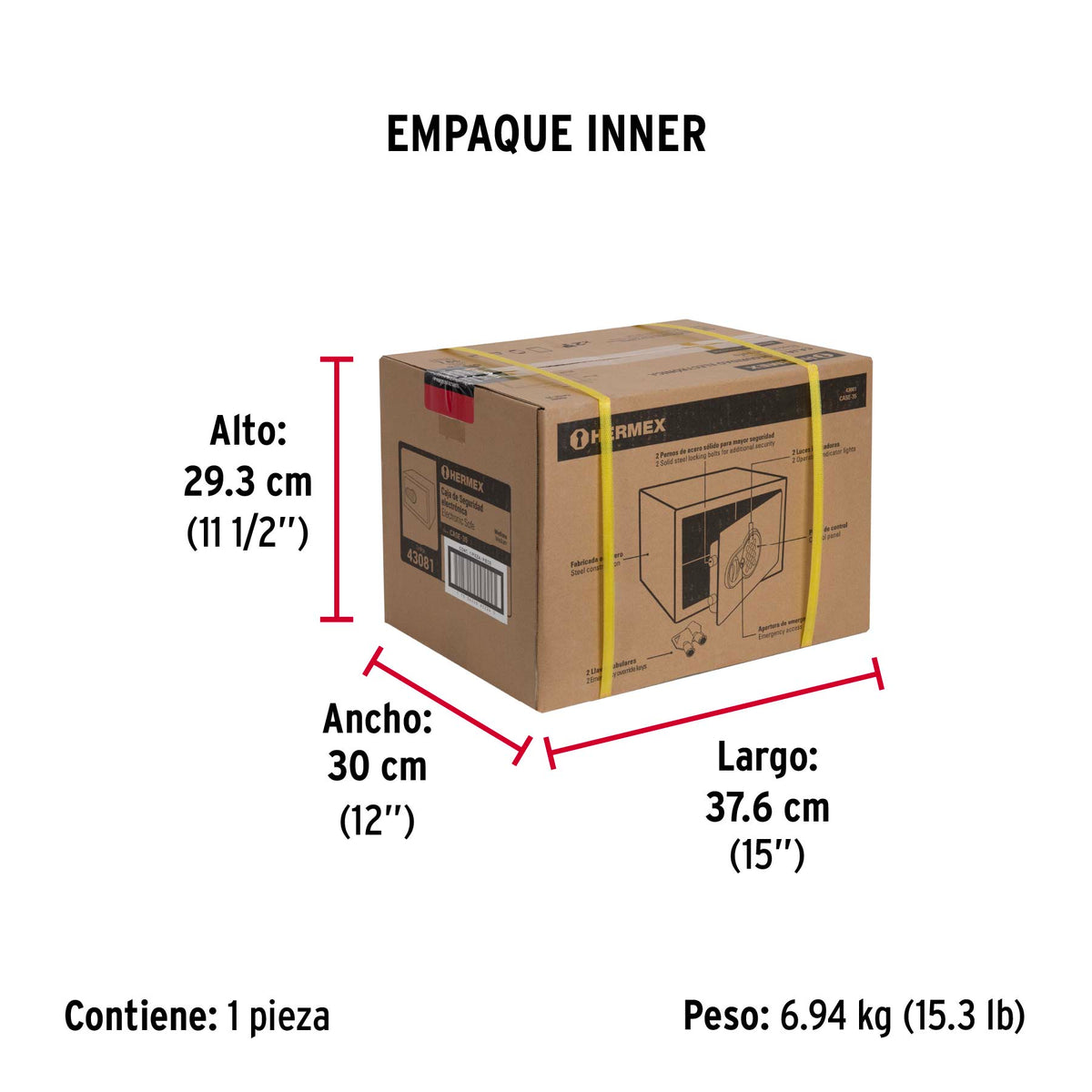 Caja de seguridad electrónica, 35 cm, 21 litros