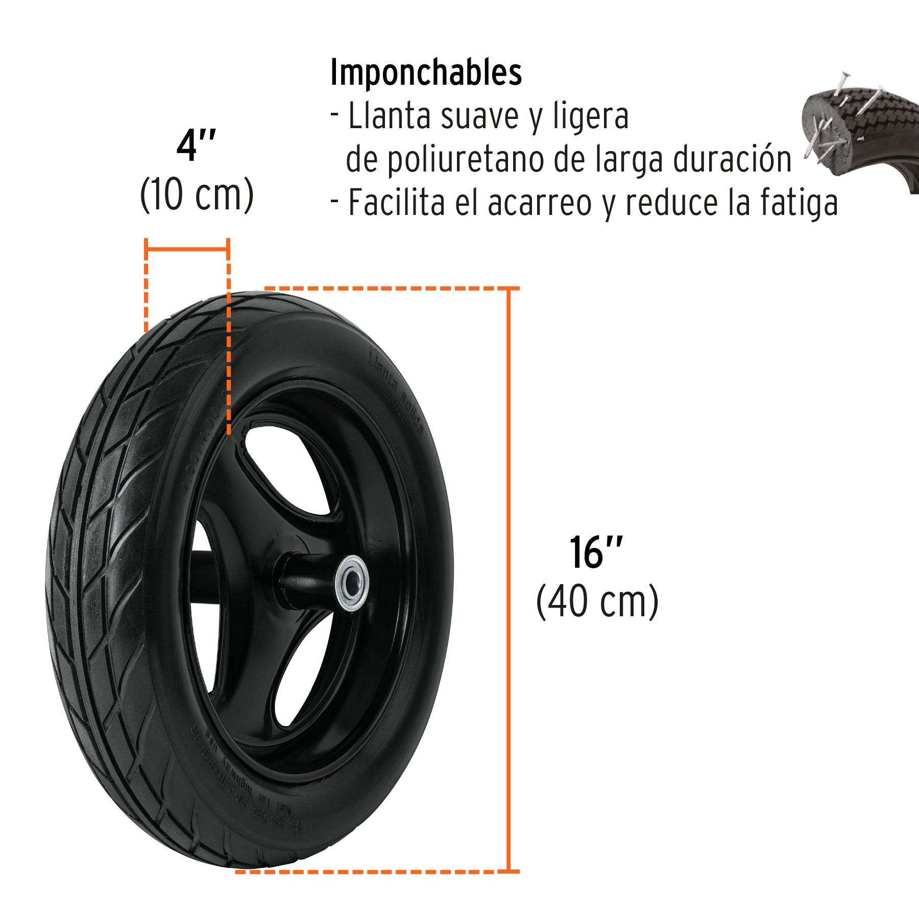 Carretilla 5 ft3, llanta imponchable