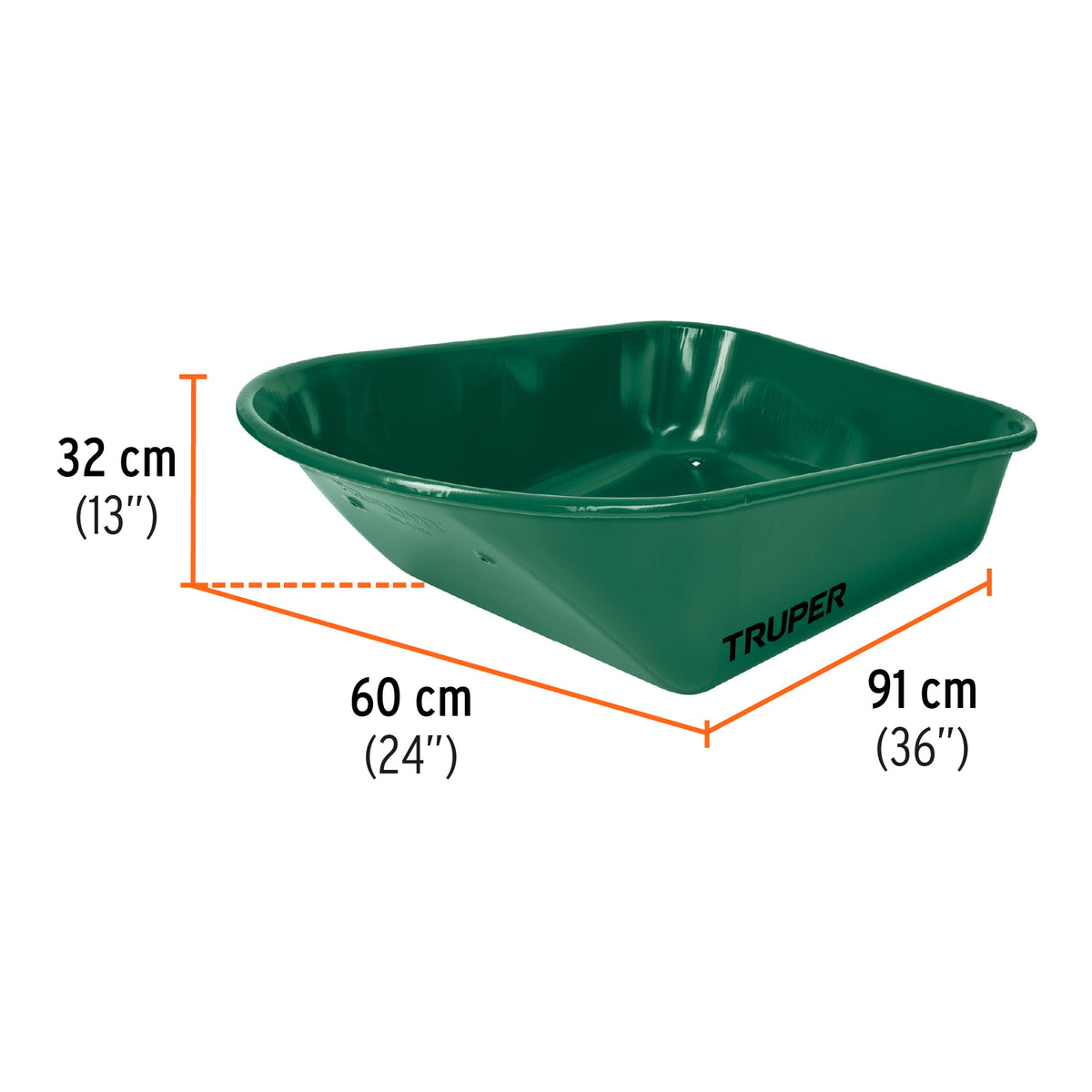 Carretilla 4.75 ft3, bandeja angosta, llanta imponchable