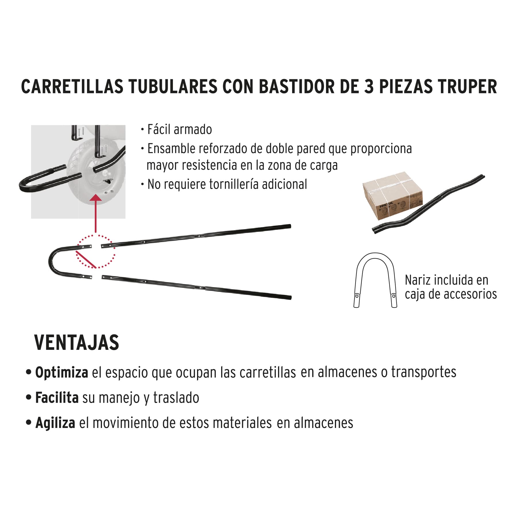 Carretilla4.75ft3,bandeja angosta,llanta neumática reforzada
