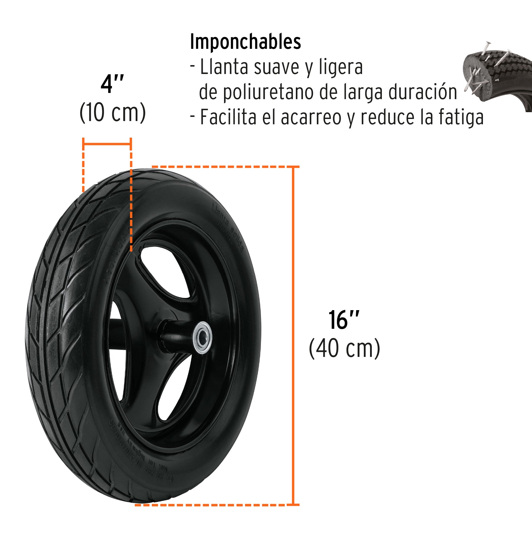Carretilla 6 ft3, llanta imponchable