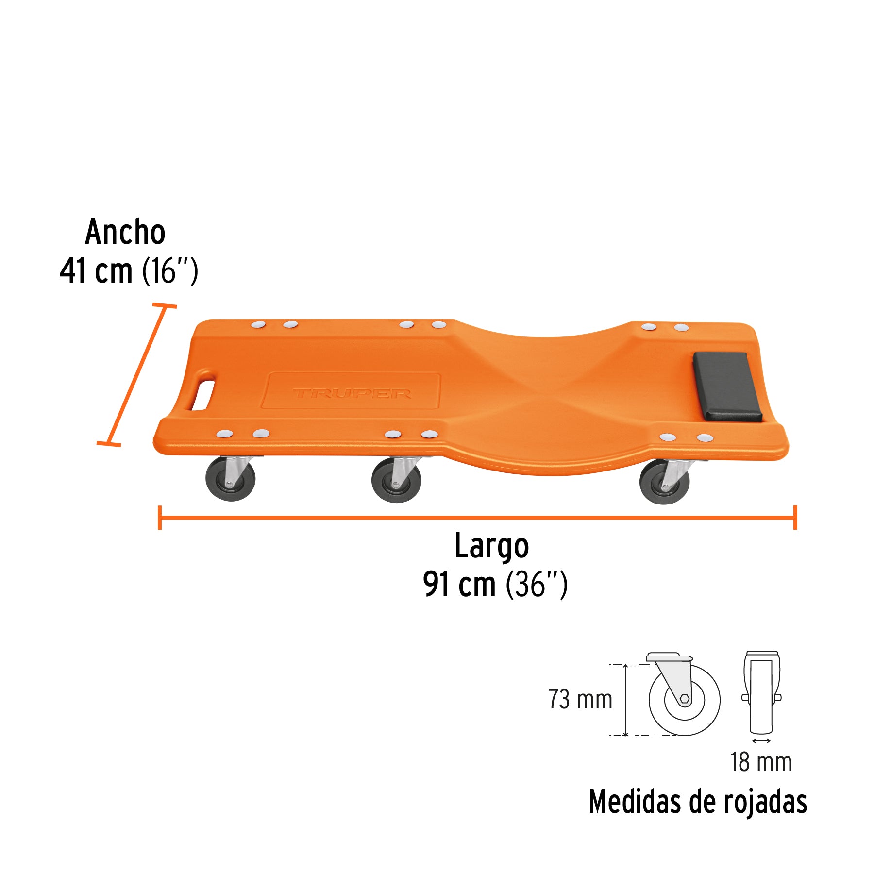 Cama de plástico 36' para mecánico