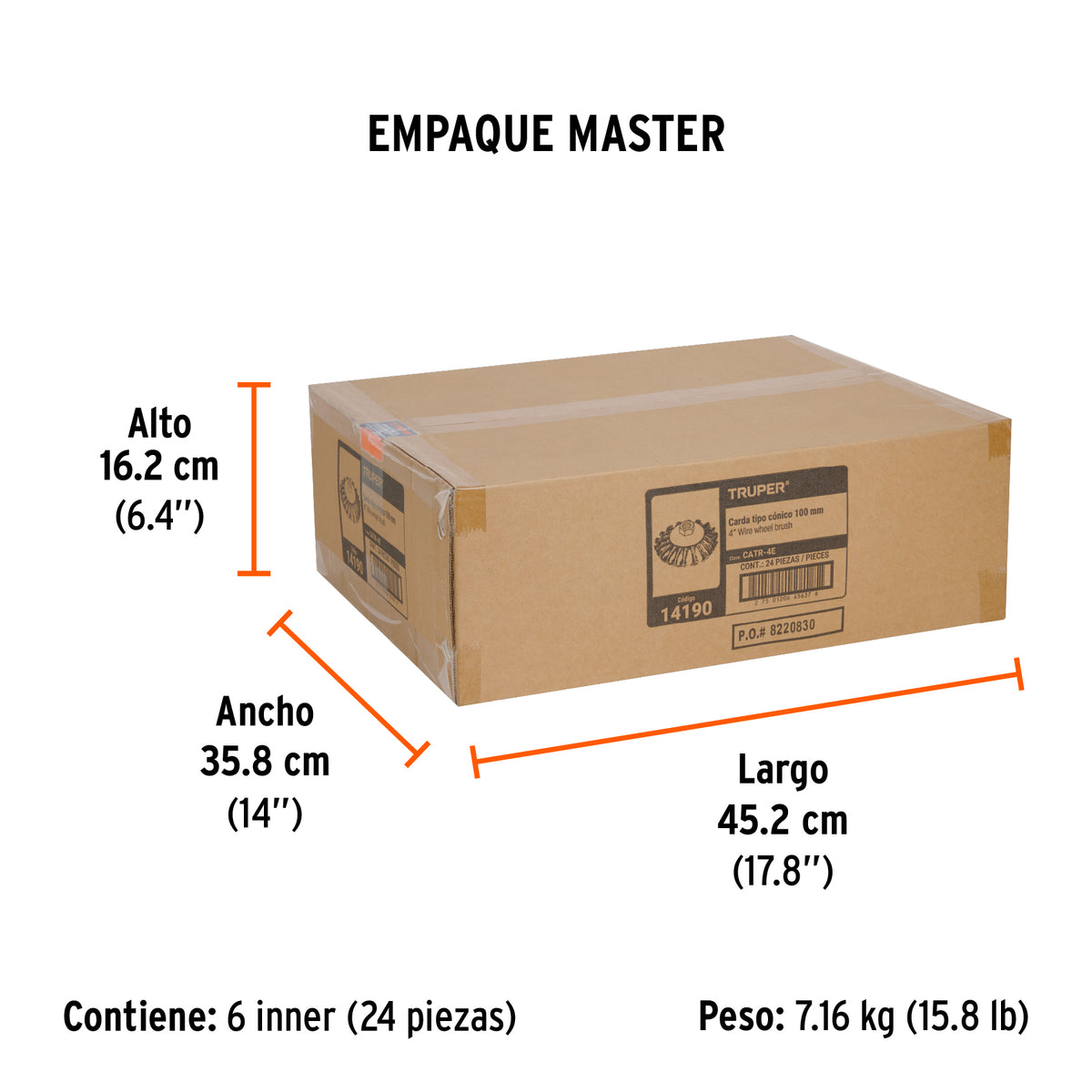 Carda trenzada tipo cónico 4" para esmeriladora