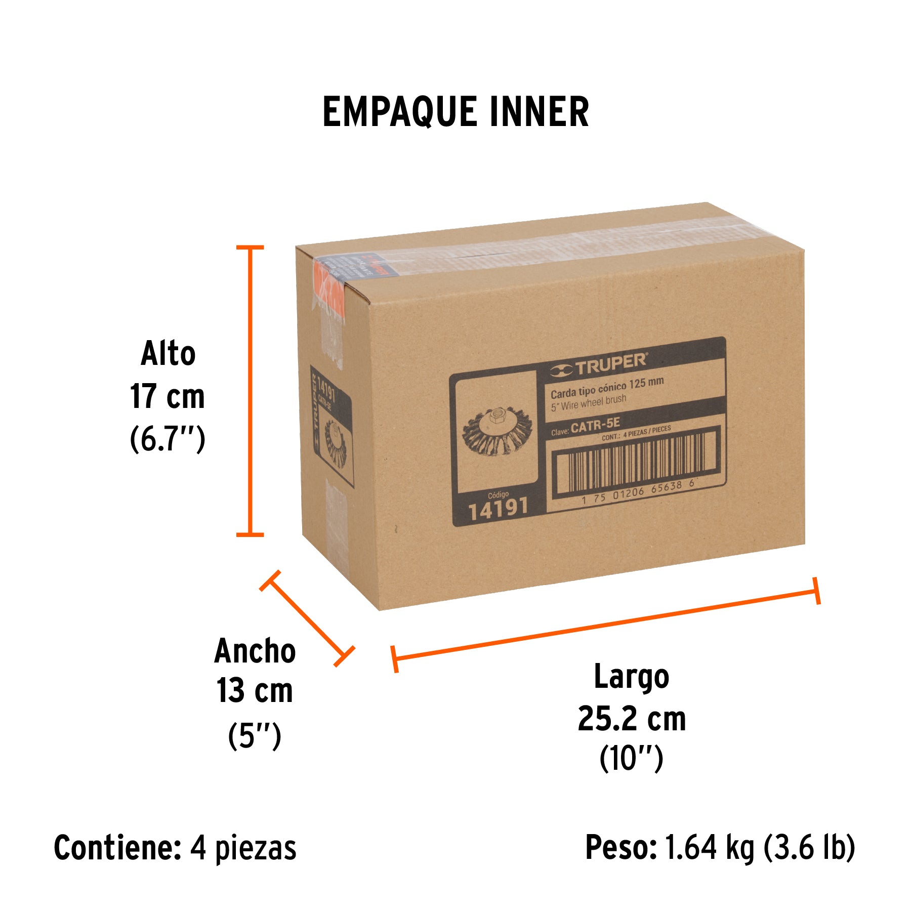 Carda trenzada tipo cónico 5" para esmeriladora