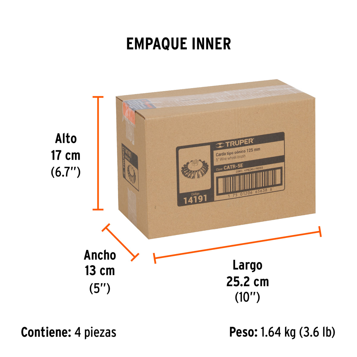 Carda trenzada tipo cónico 5" para esmeriladora