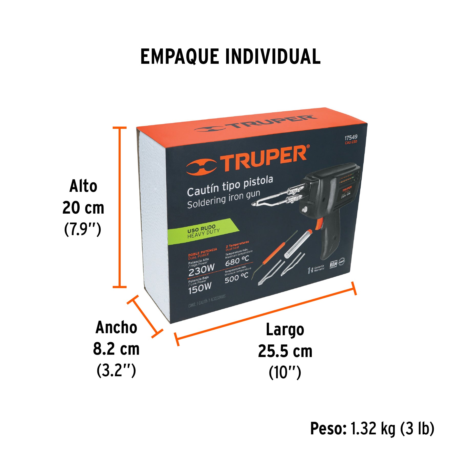 Cautín tipo pistola de 230 watts