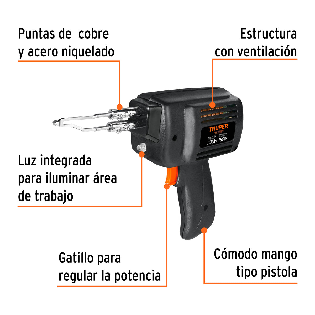 Cautín tipo pistola de 230 watts