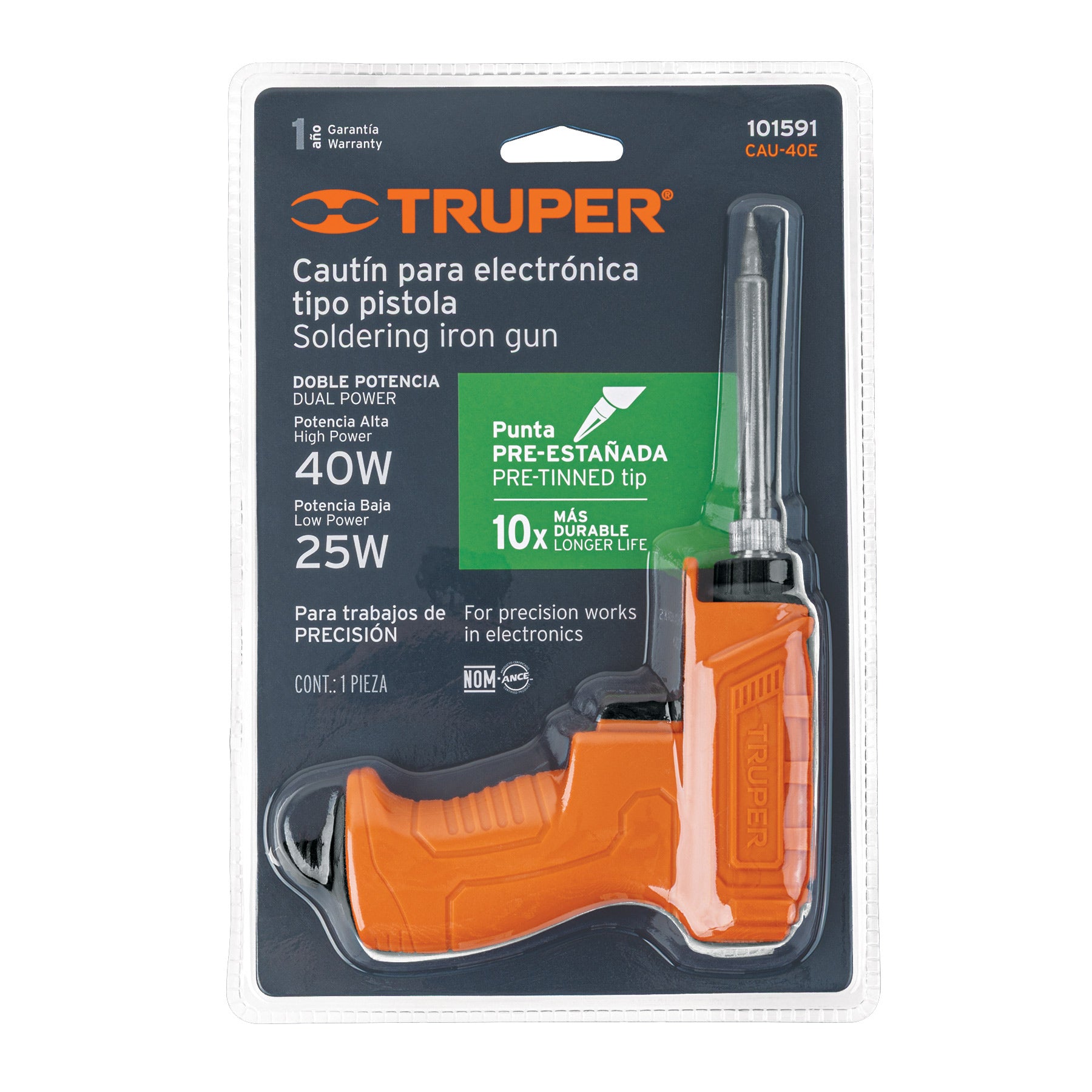 Cautín profesional 40 Watts tipo pistola para electrónica