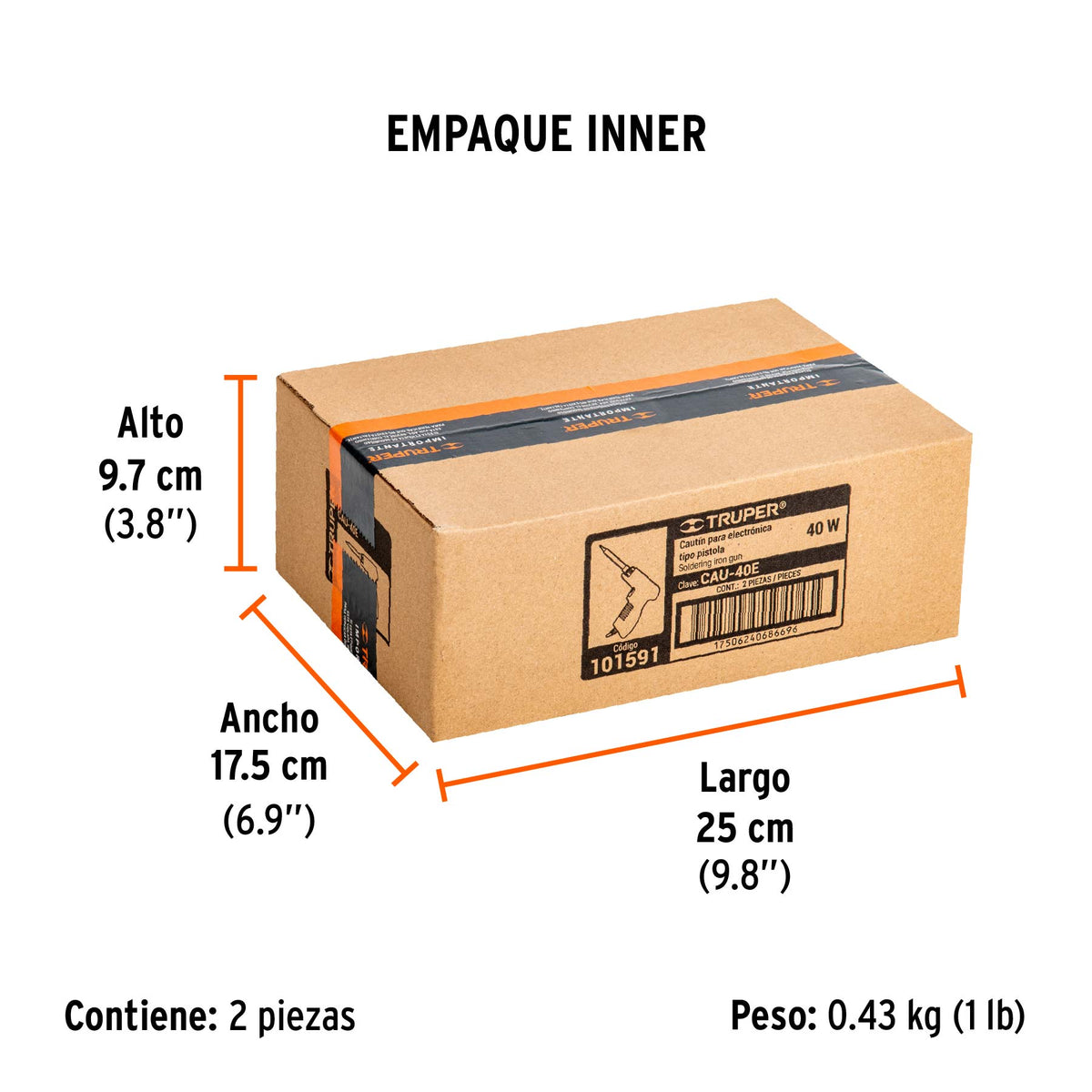 Cautín profesional 40 Watts tipo pistola para electrónica