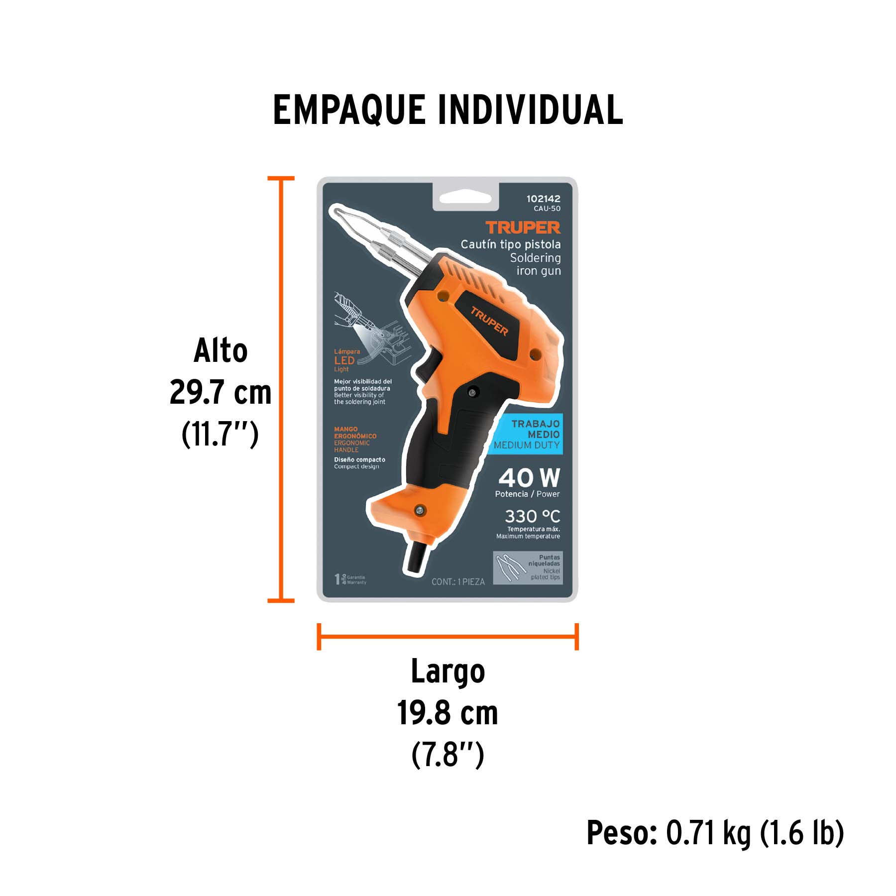 Cautín 50 W tipo pistola, Truper