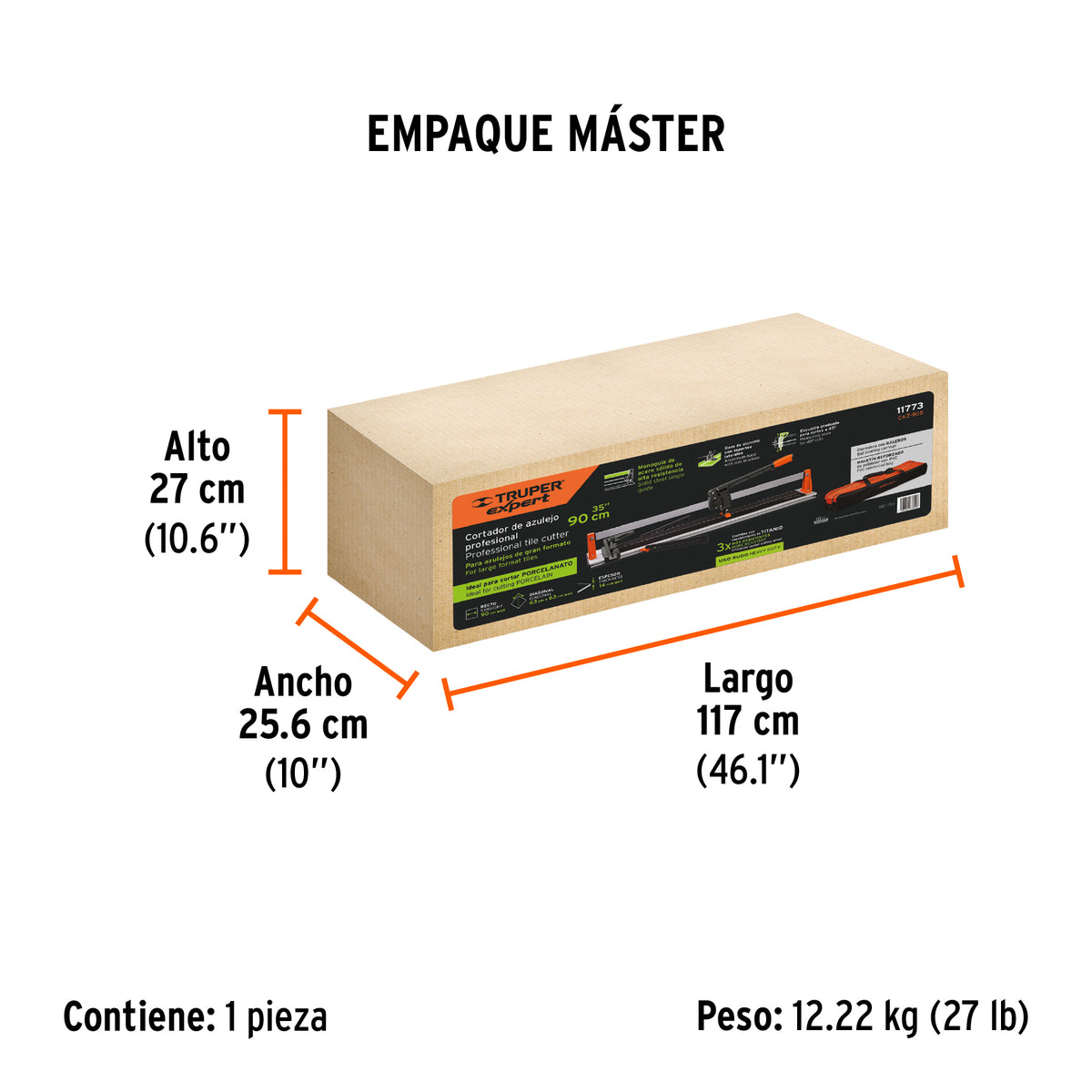 Cortador de azulejo, 90 cm (35") en mochila, Truper Expert
