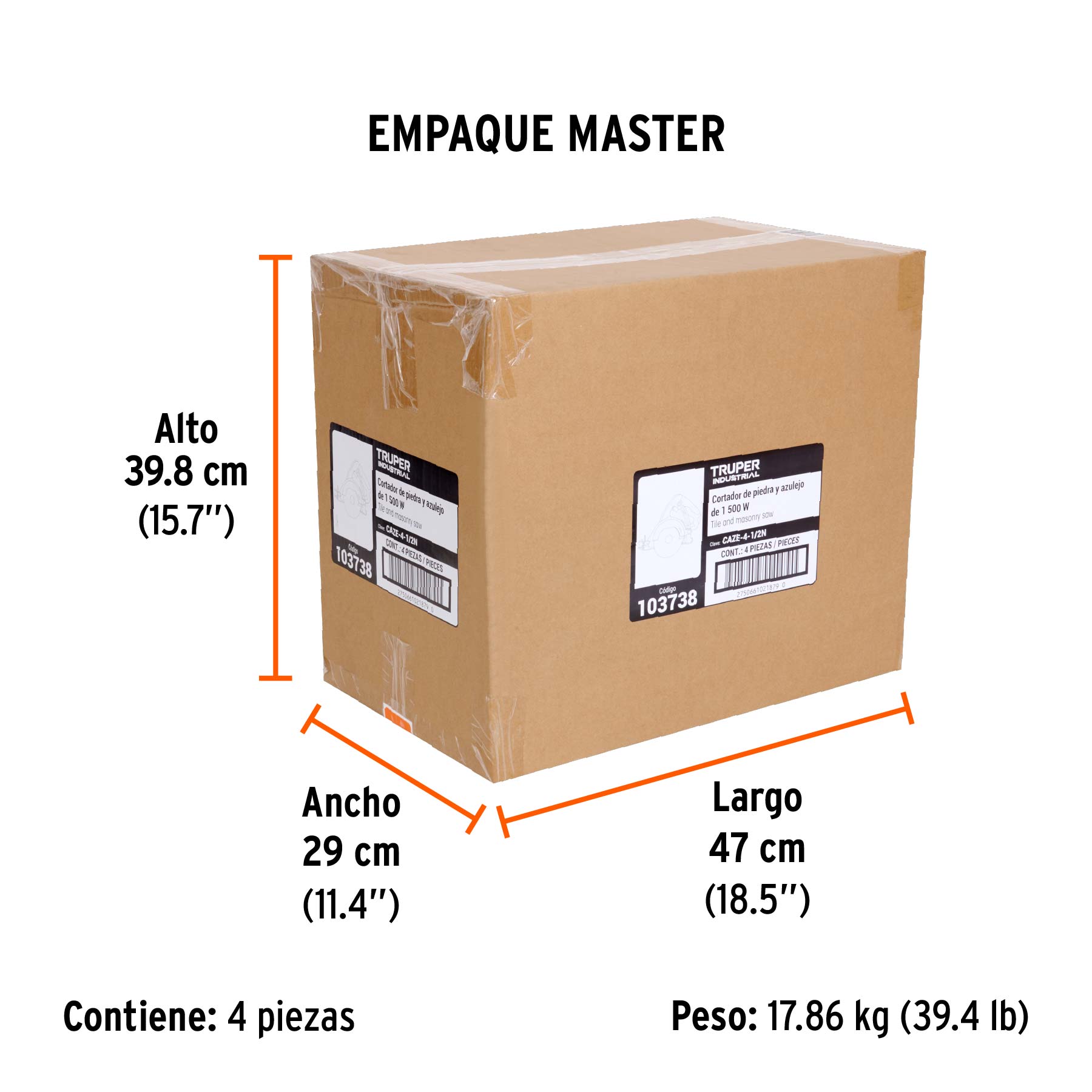Cortadora para azulejos, 4-1/2', 1320W, TRUPER INDUSTRIAL