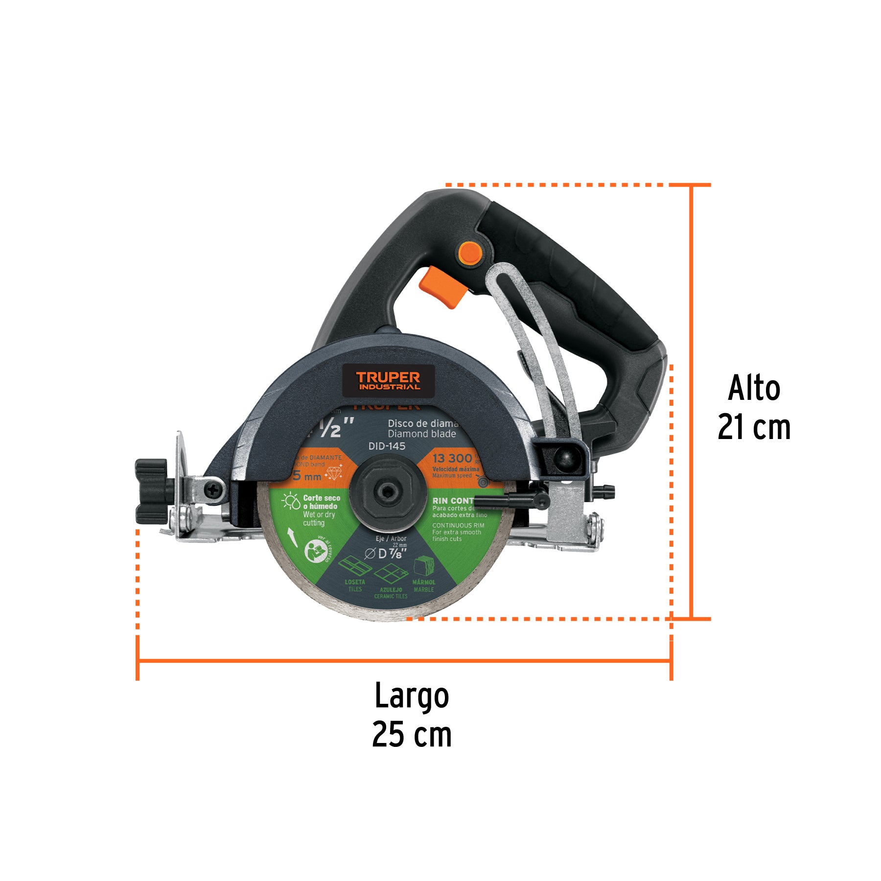 Cortadora para azulejos, 4-1/2', 1320W, TRUPER INDUSTRIAL