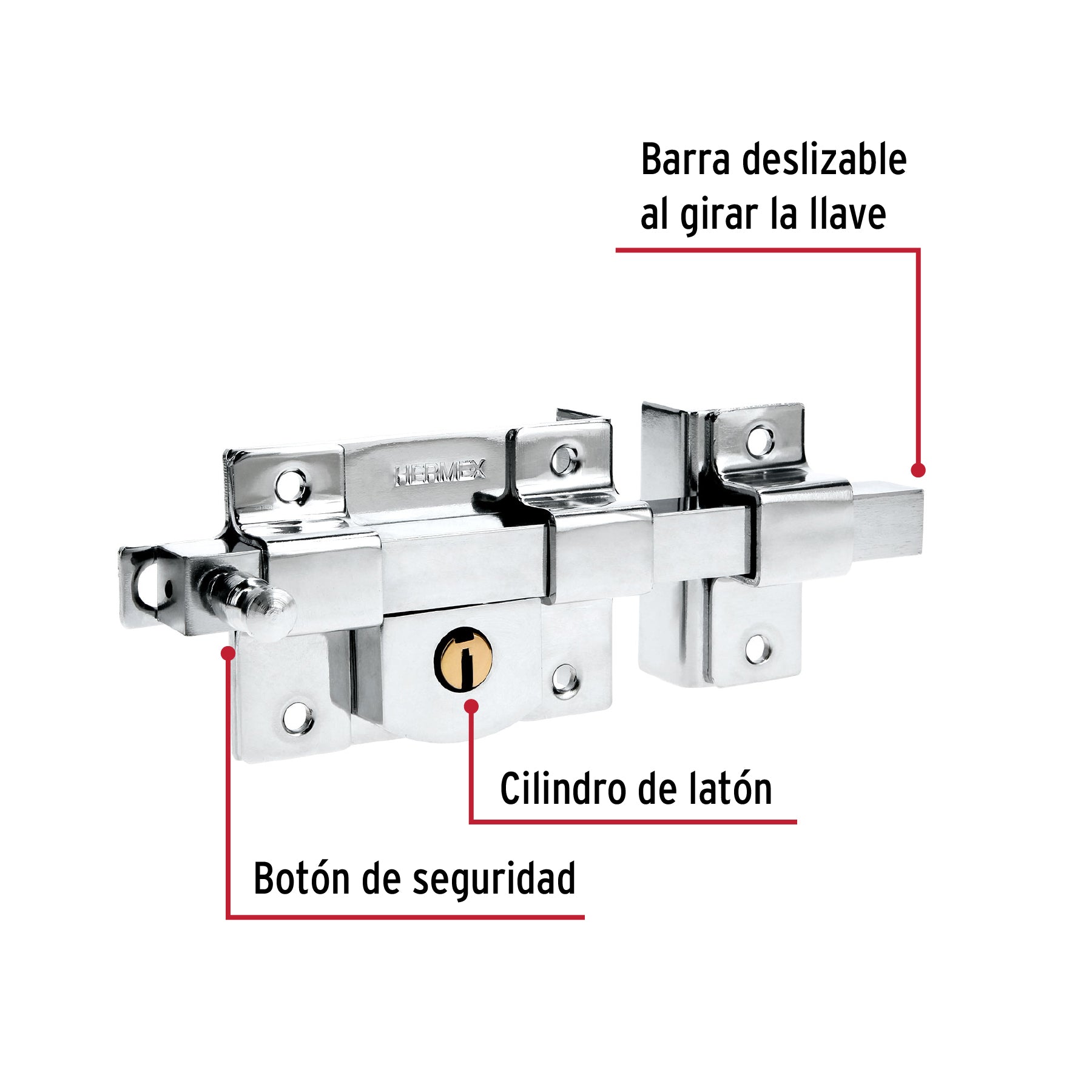 Cerradura de barra fija, derecha