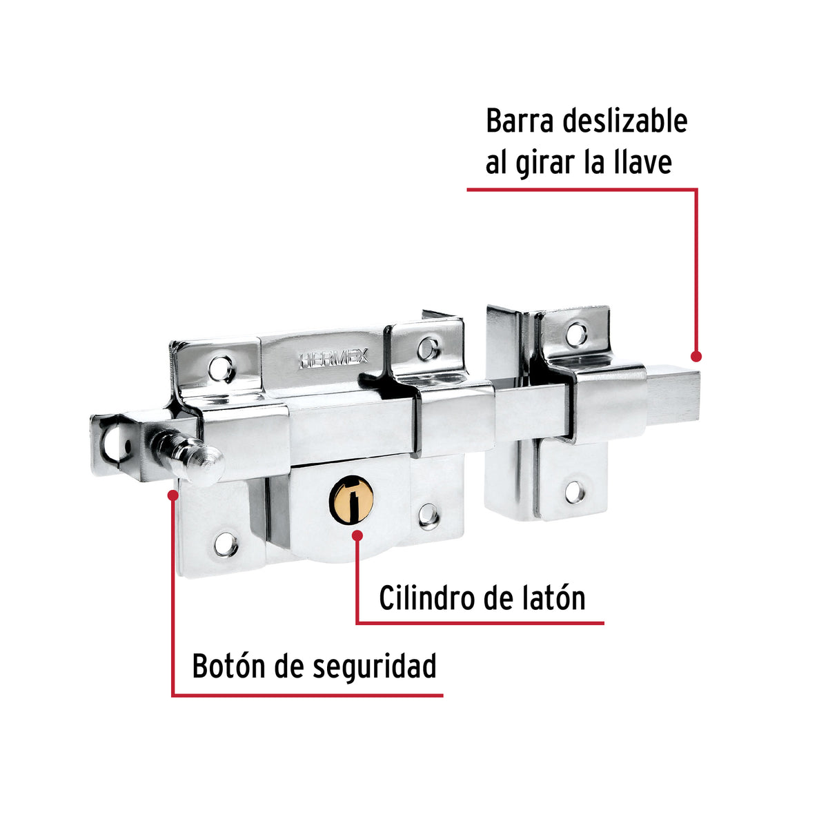 Cerradura de barra fija, derecha