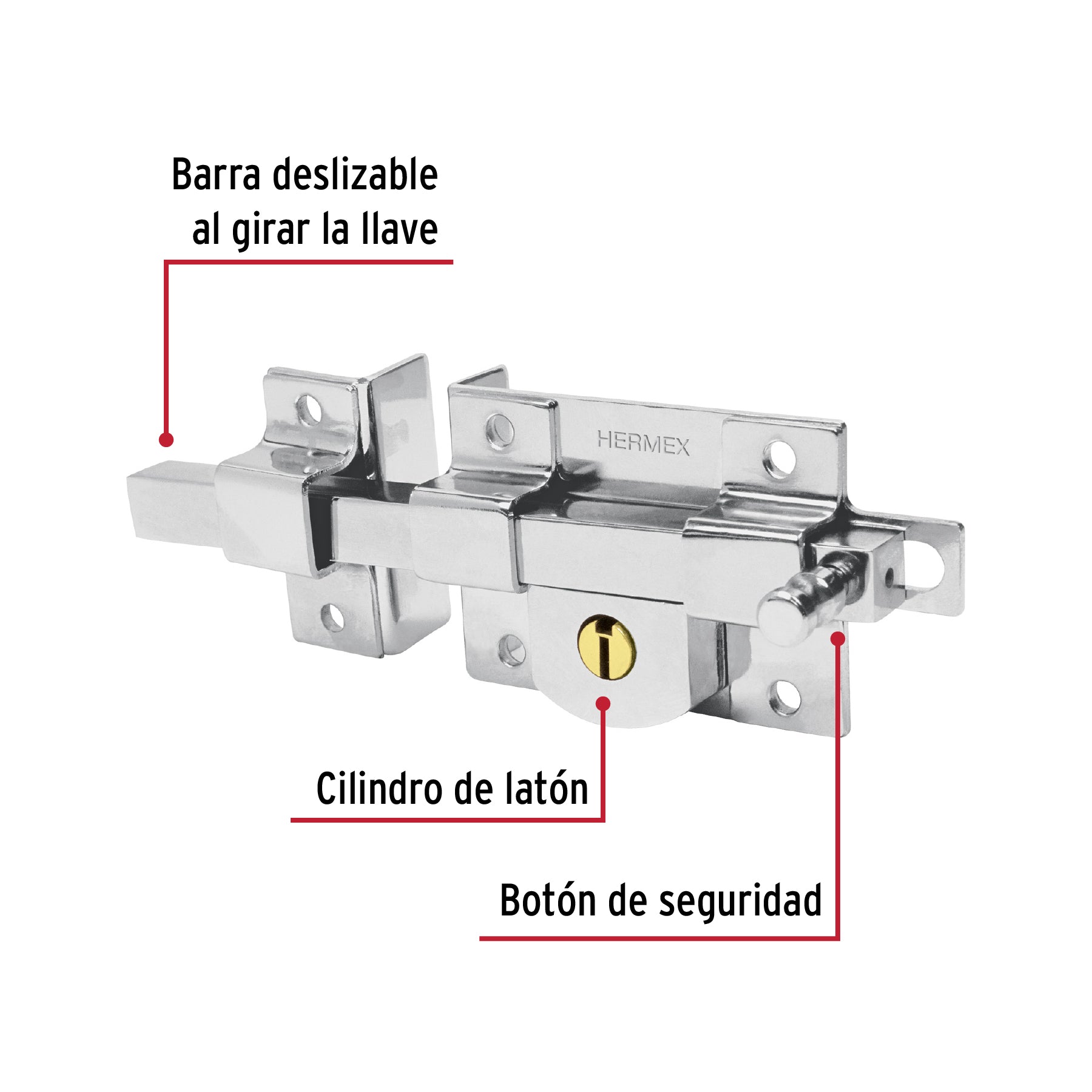 Cerradura de barra fija, izquierda