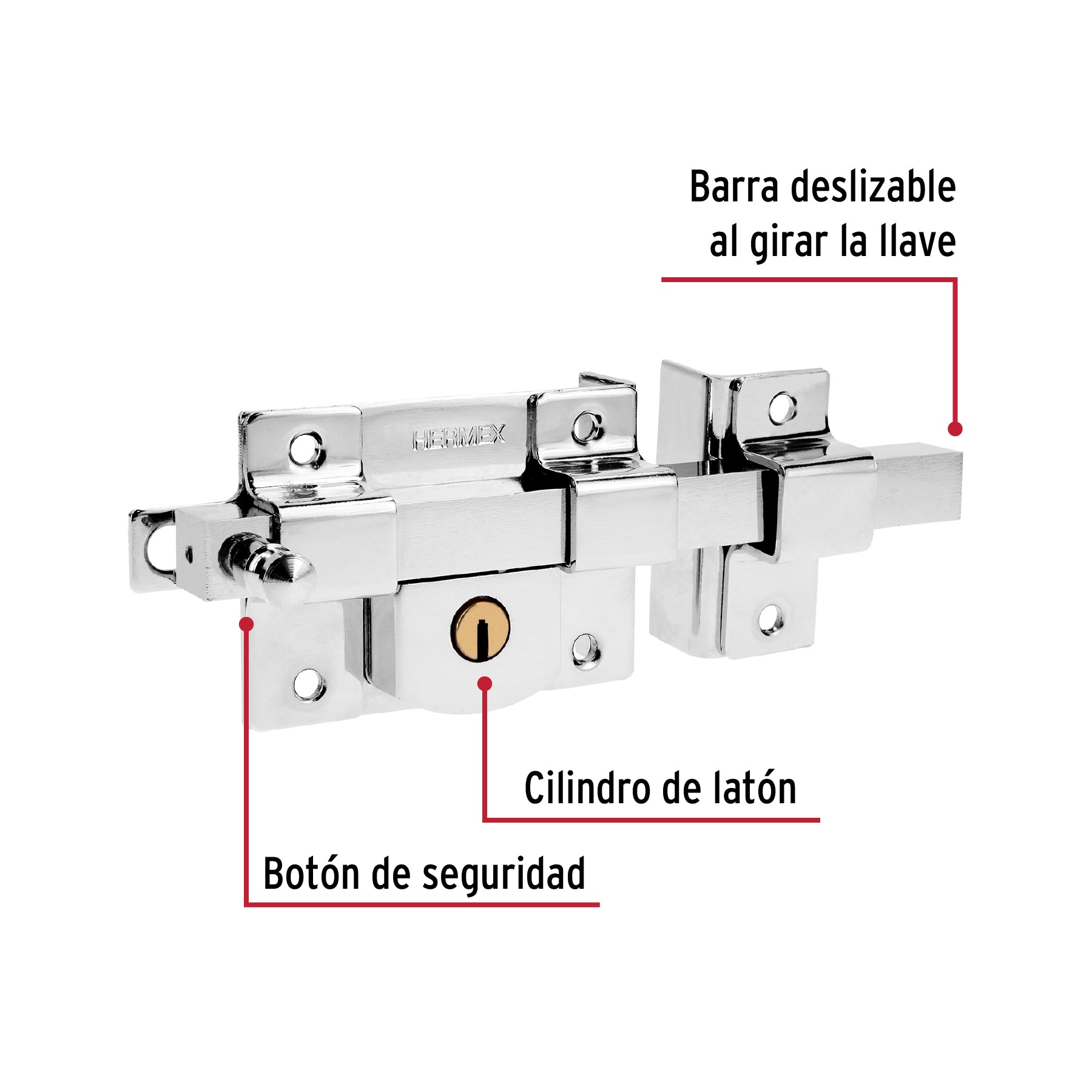 Cerradura de barra libre, derecha, blister