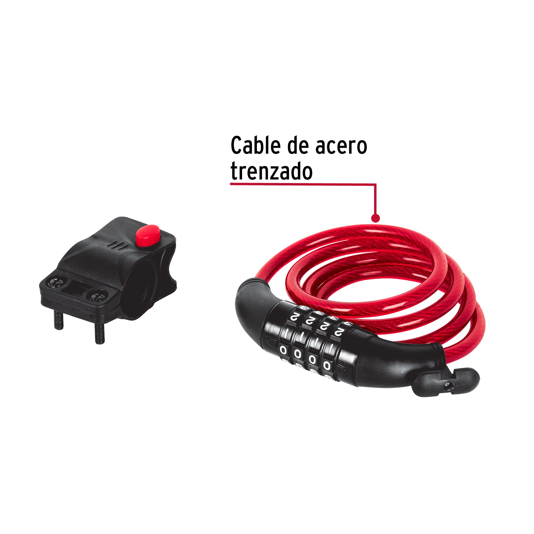 Candado de cable con combinación, 8 mm X 1.0 m