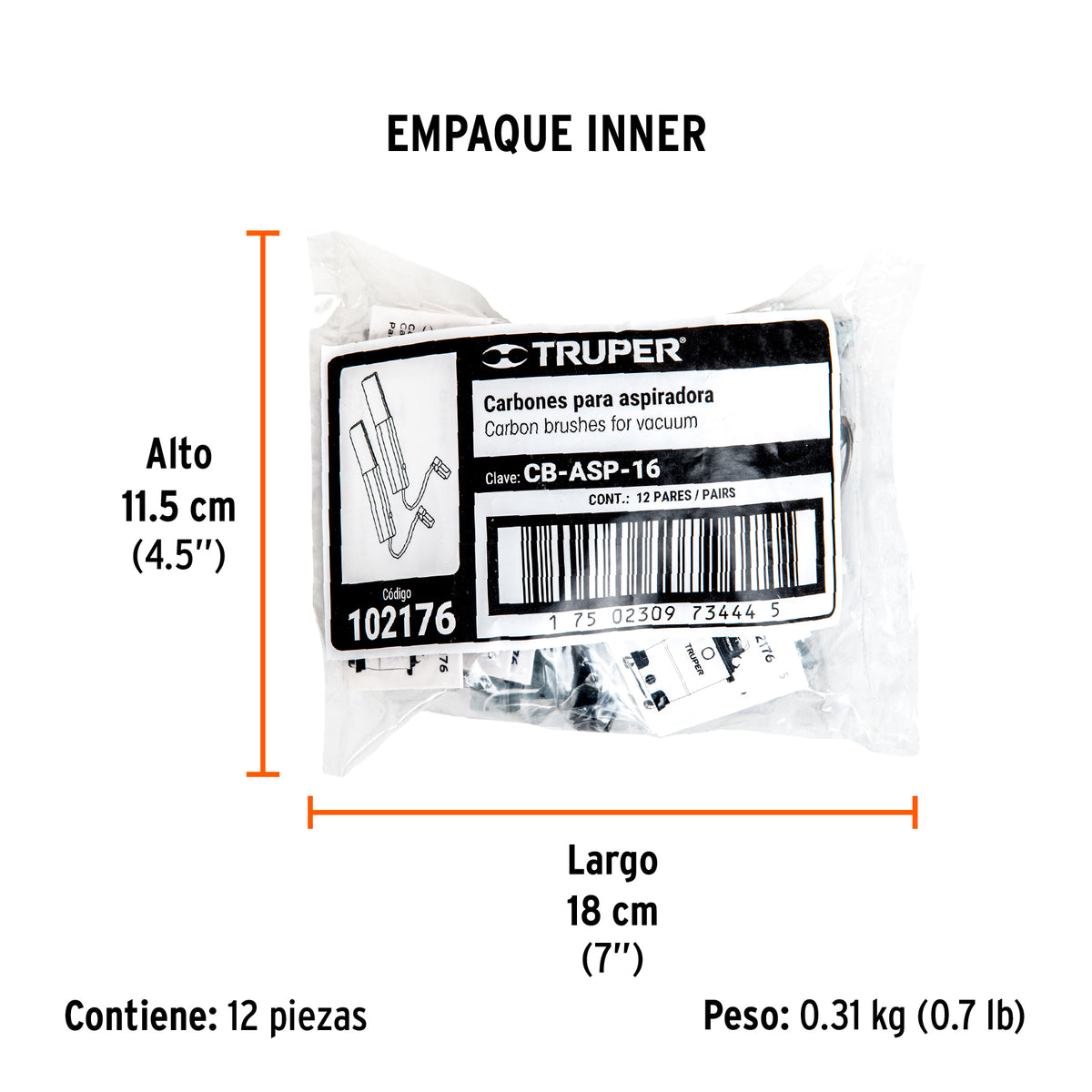 Bolsa con 2 carbones de repuesto para ASP-16, Truper