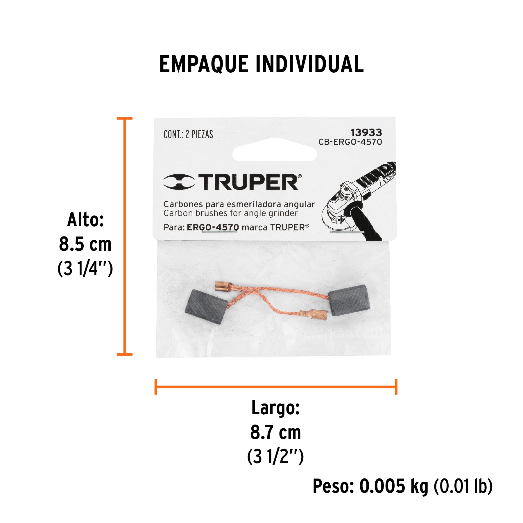 Bolsa con 2 carbones de repuesto para ERGO-4570, Truper