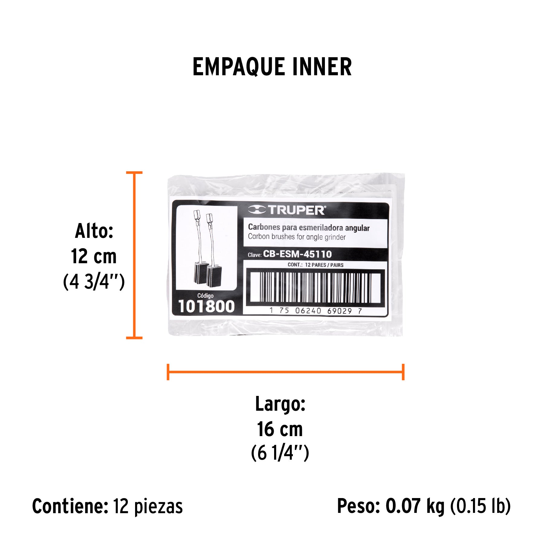 Bolsa con 2 carbones de repuesto para ESM-45110, Truper