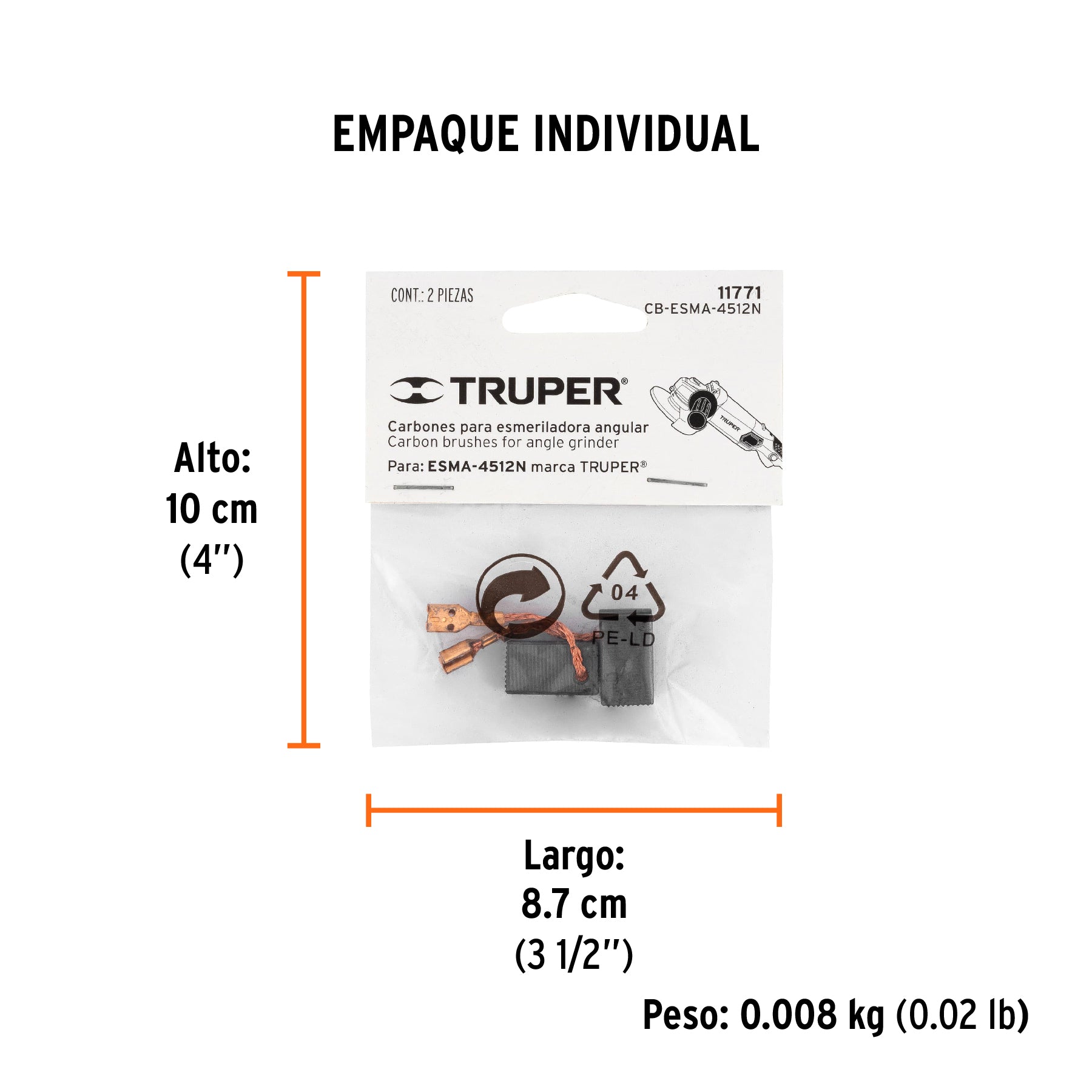 Carbones de repuesto para esmeriladora, ESMA-4512N
