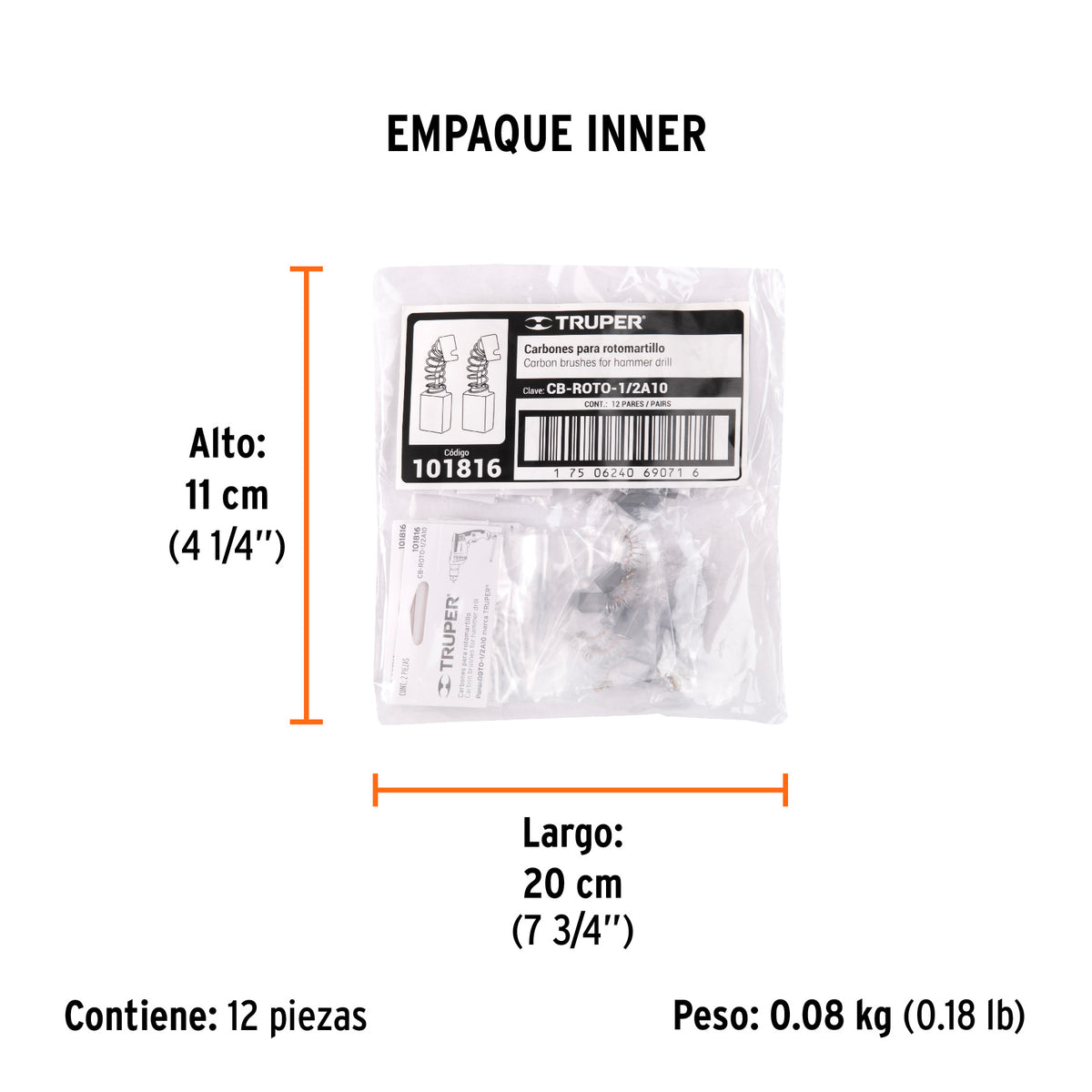 Bolsa con 2 carbones de repuesto para ROTO-1/2A10, Truper